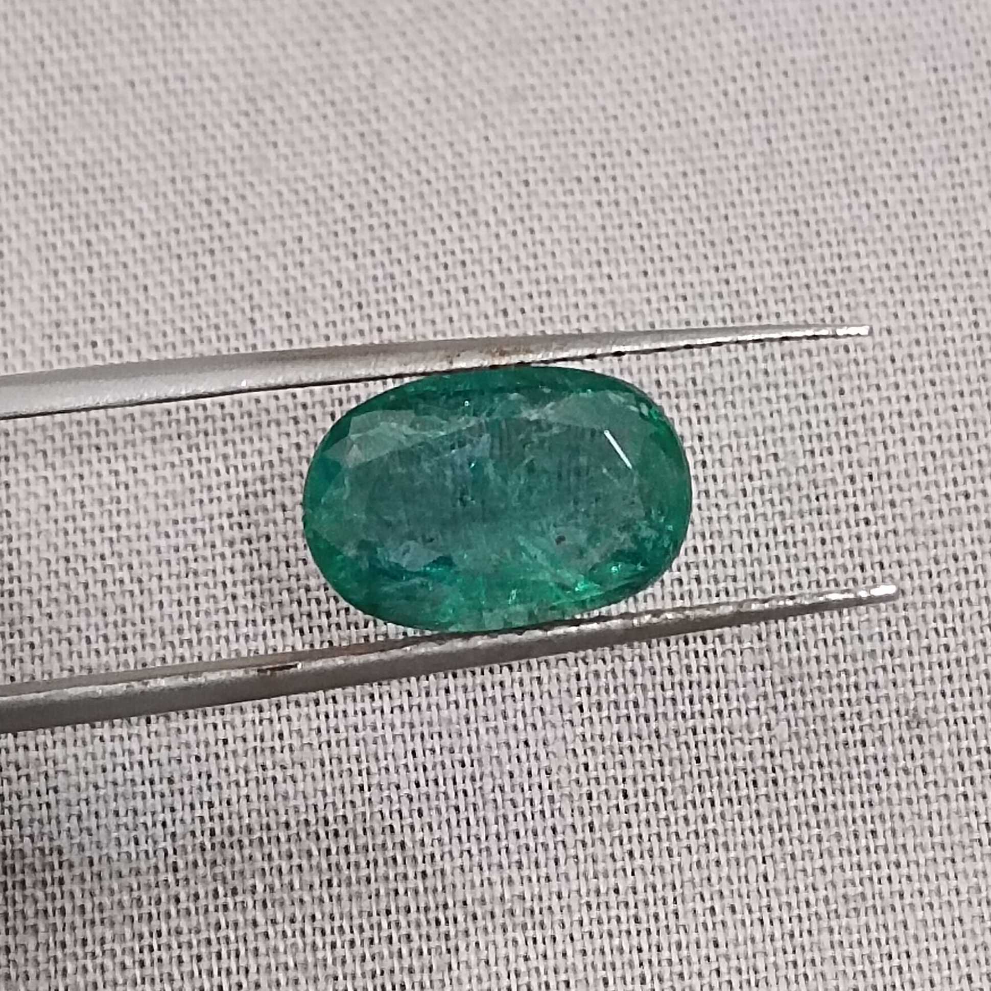 2.93ct oval deep bluish green emerald /