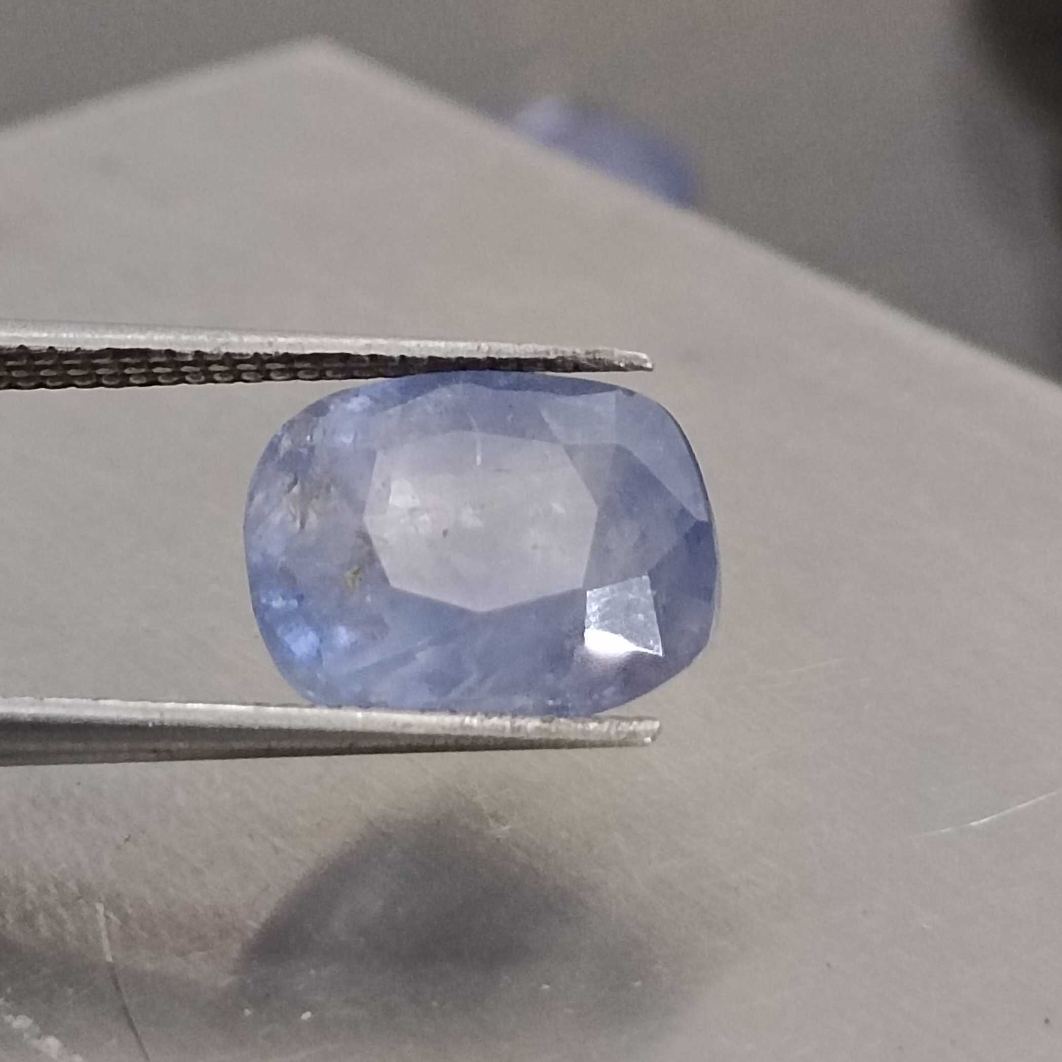 5.18ct unheated Ceylon sky blue sapphire cushion mix cut gem 