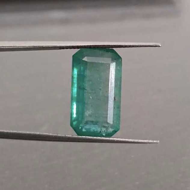 5.80 carat bluish green Zambian emerald gem certified /