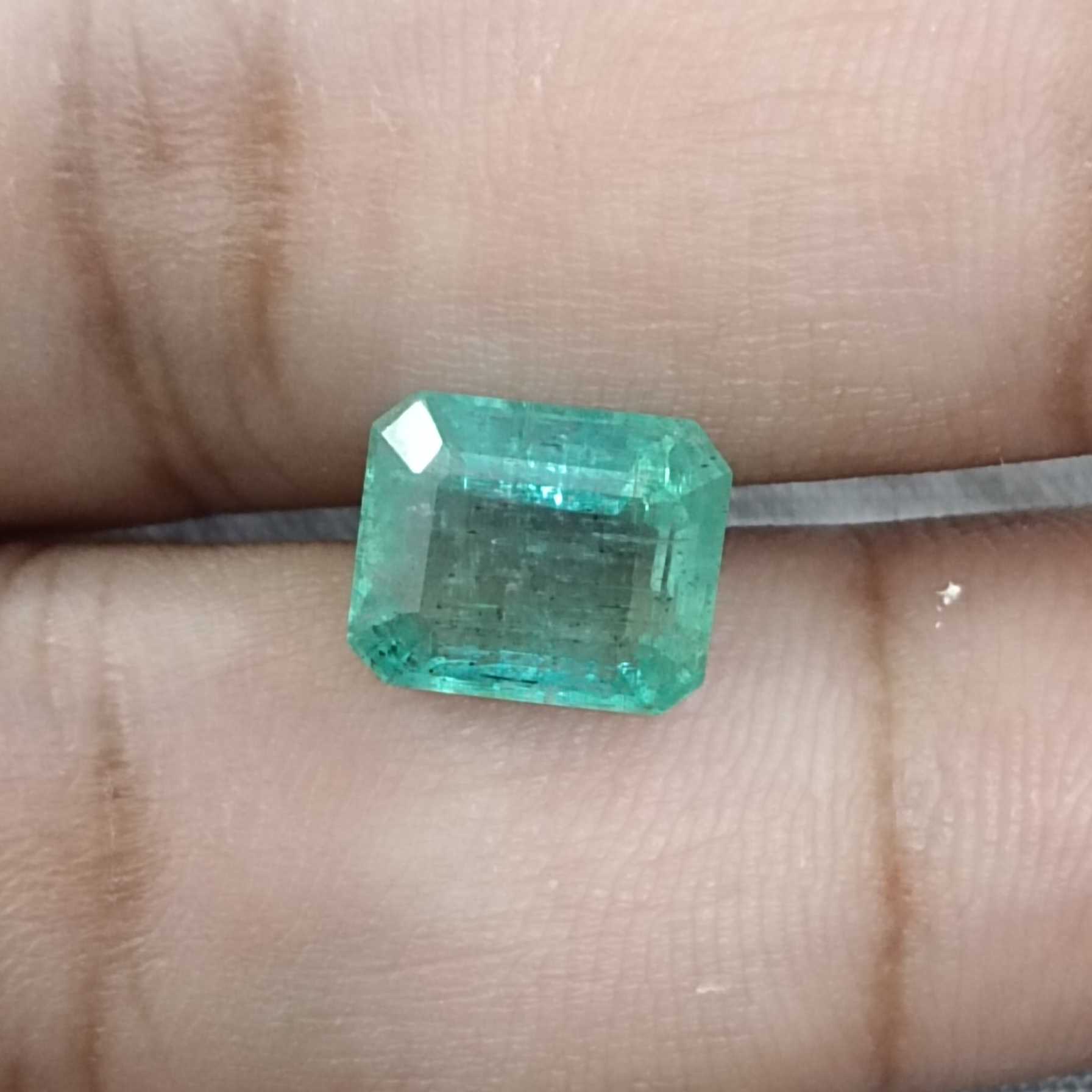 3.81ct GSI certified pastel green octagon emerald gemstone/