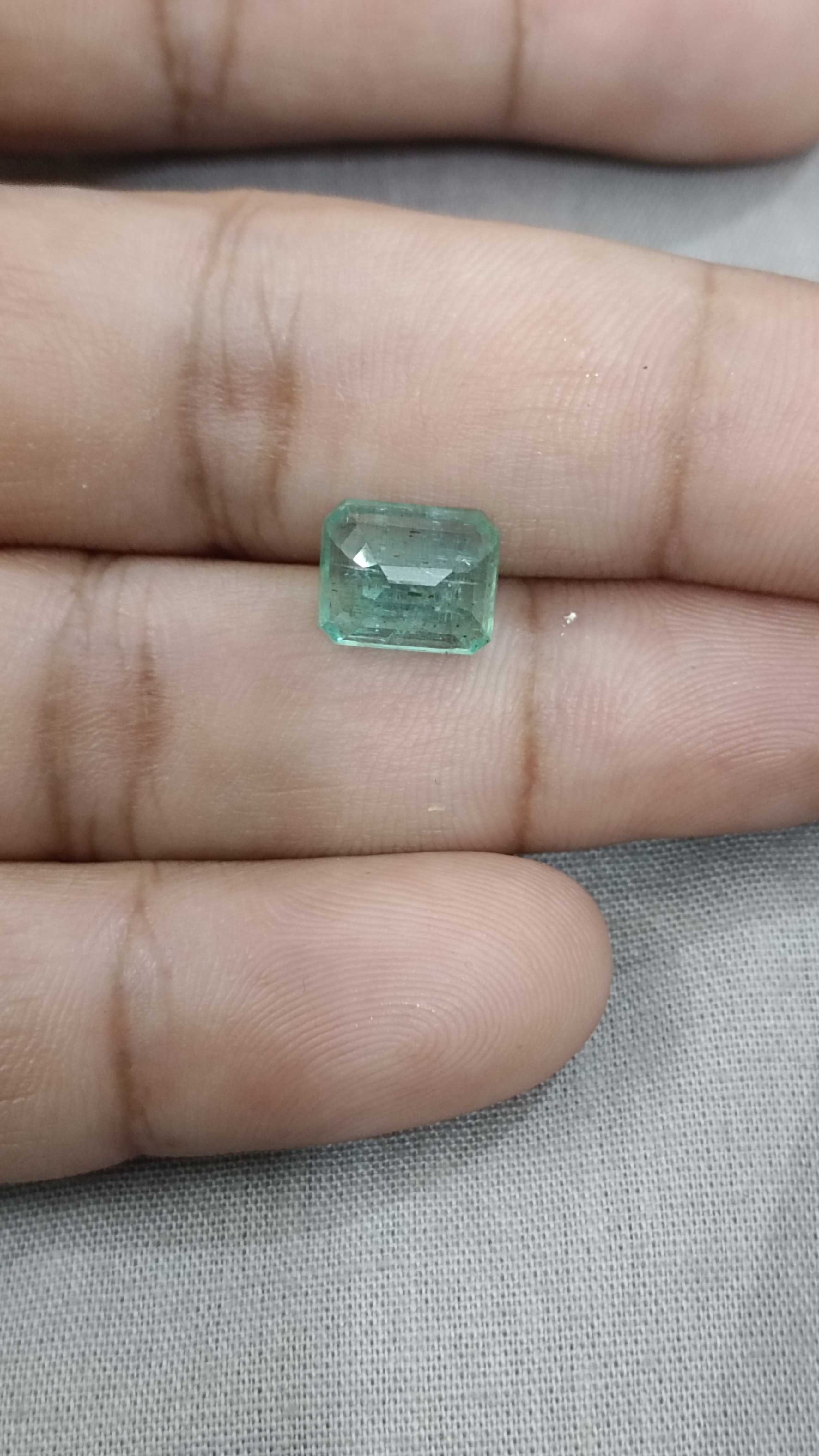 3.81ct GSI certified pastel green octagon emerald gemstone