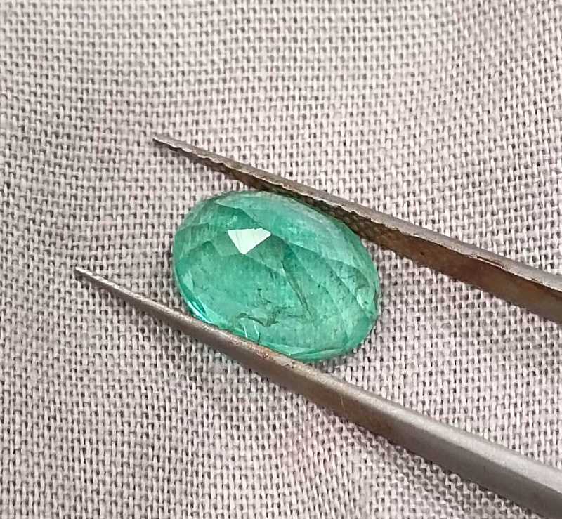 3.33ct GSI certified sea foam green oval cut Panjshir emerald gemstone