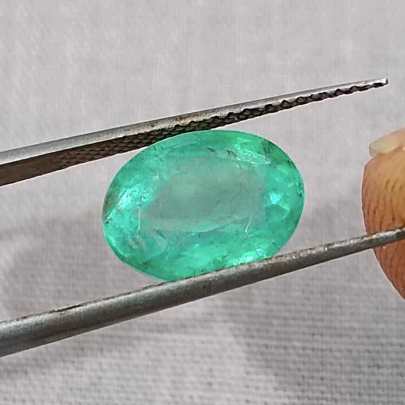 3.33ct GSI certified sea foam green oval cut Panjshir emerald gemstone