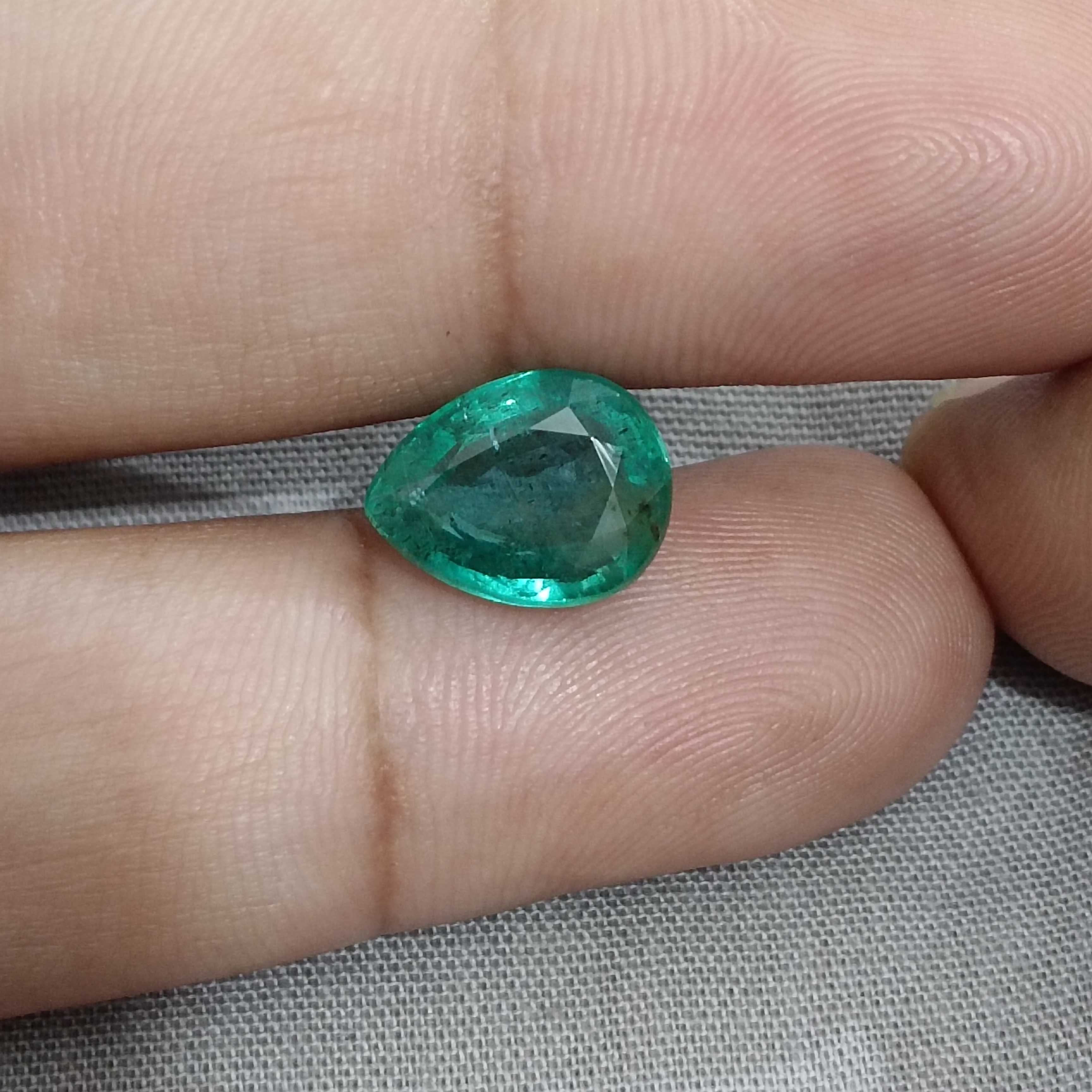 4.19ct GSI certified medium bluish green pear shape emerald 