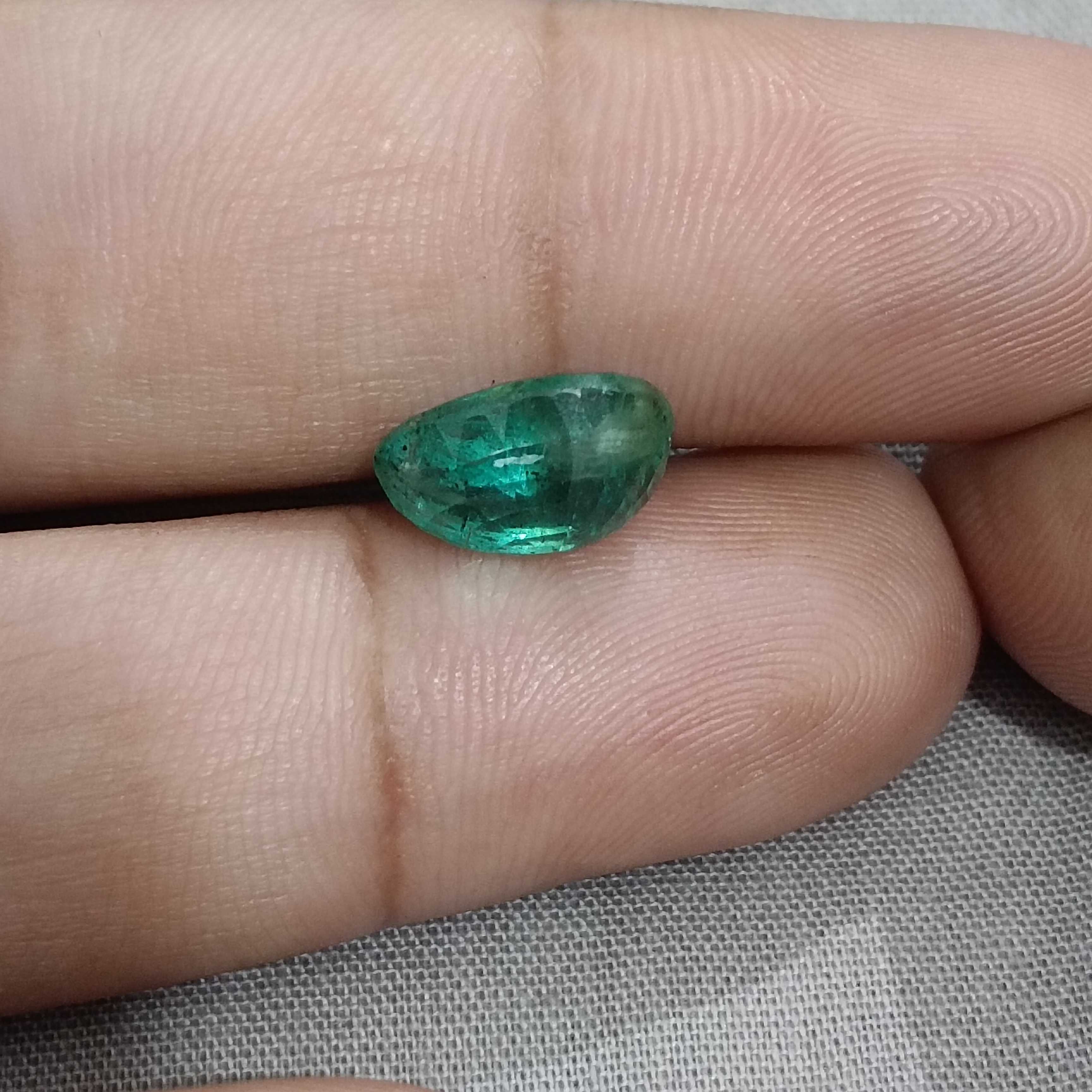 4.19ct GSI certified medium bluish green pear shape emerald 