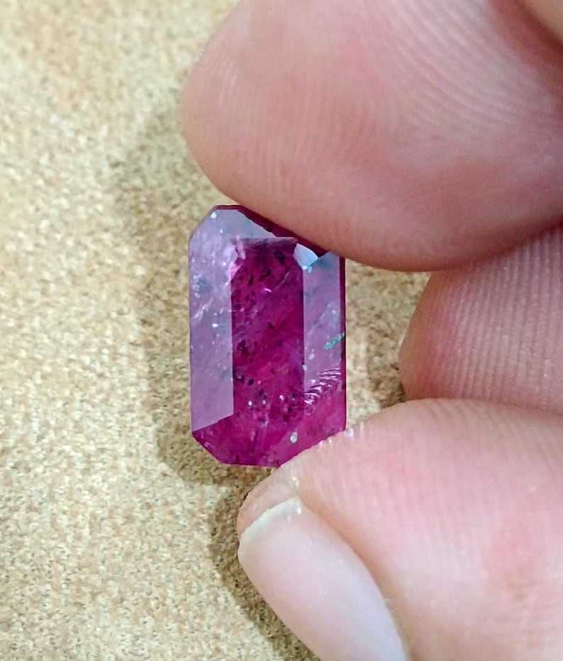 4.04ct GSI certified deep maroon red octagon cut ruby H/