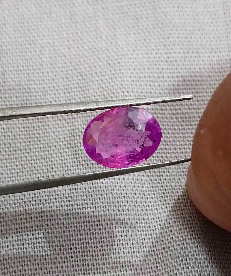 2.13ct GSI certified oval cut unheated deep purple red sapphire gem