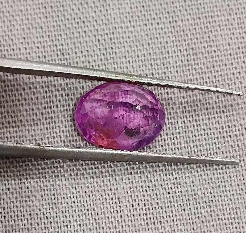 2.13ct GSI certified oval cut unheated deep purple red sapphire gem