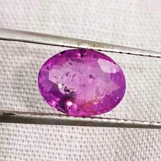 2.13ct GSI certified oval cut unheated deep purple red sapphire gem/