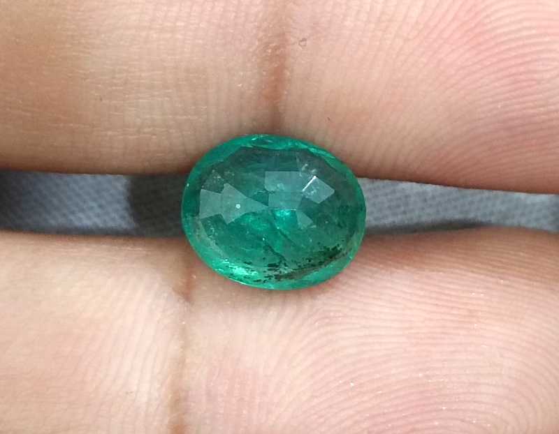 3.00ct deep medium green oval shape emerald stone