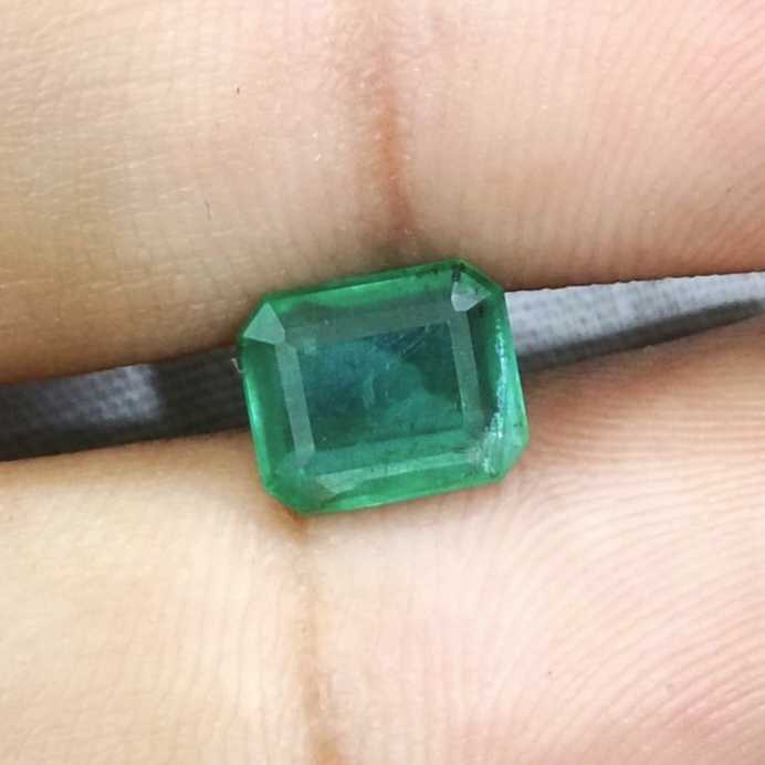 1.97ct medium deep green octagon cut emerald gemstone /