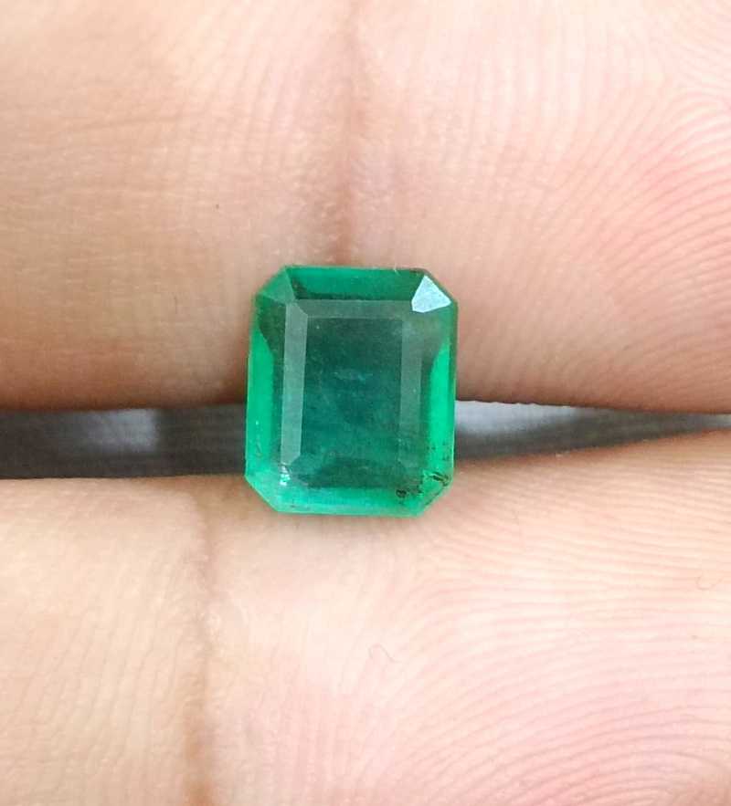 1.97ct medium deep green octagon cut emerald gemstone 