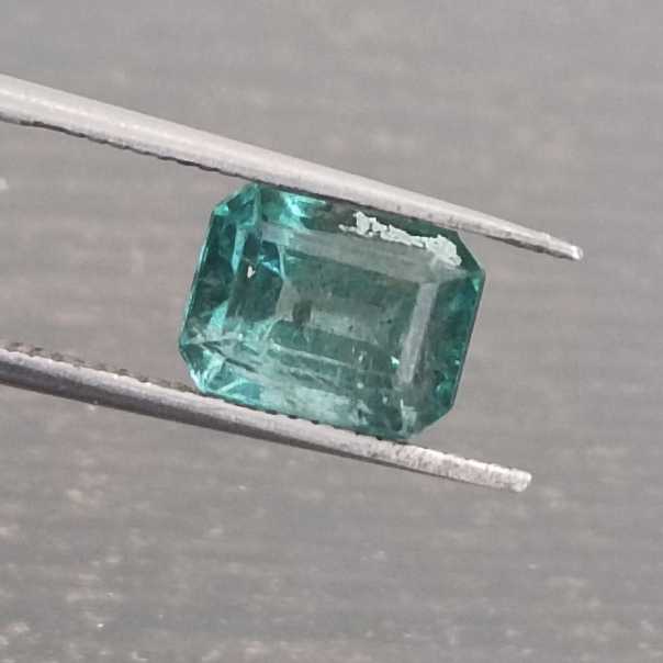 2.31ct bright bluish green octagon cut Zambian emerald gemstone /