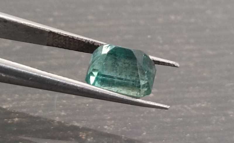 2.31ct bright bluish green octagon cut Zambian emerald gemstone 