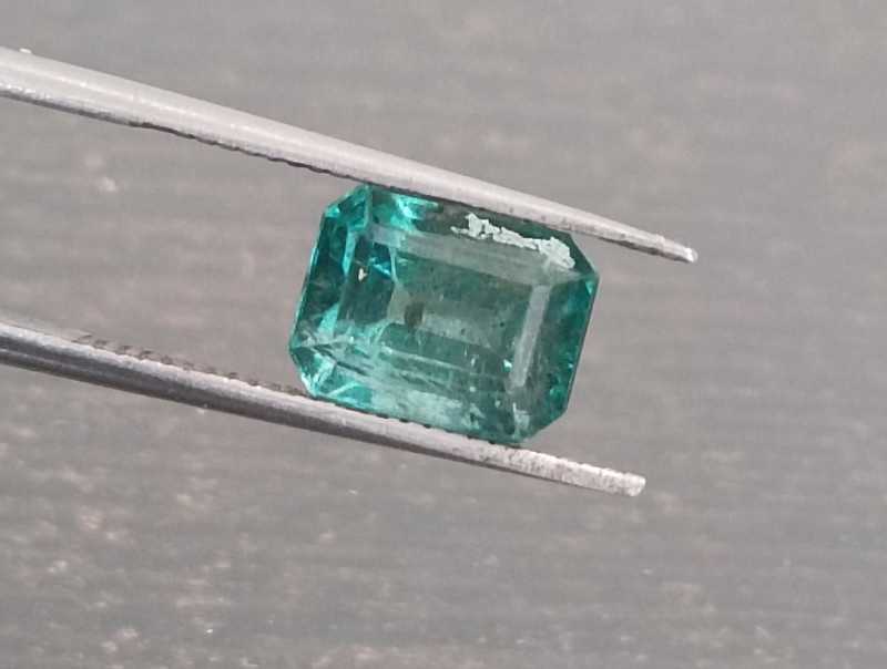 2.31ct bright bluish green octagon cut Zambian emerald gemstone 