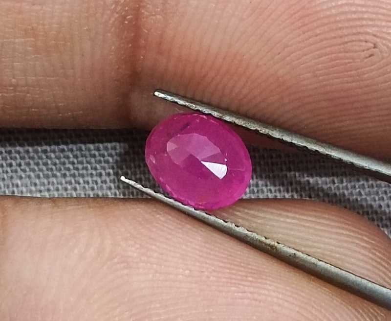 1.30ct GSI certified oval cut unheated ruby gemstone