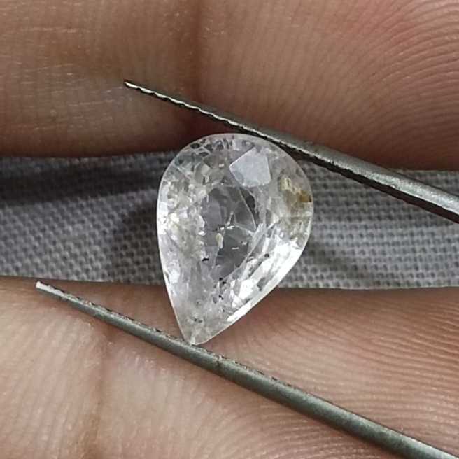 3.50ct GSI certified colourless (white) pear shape Ceylon sapphire gem/