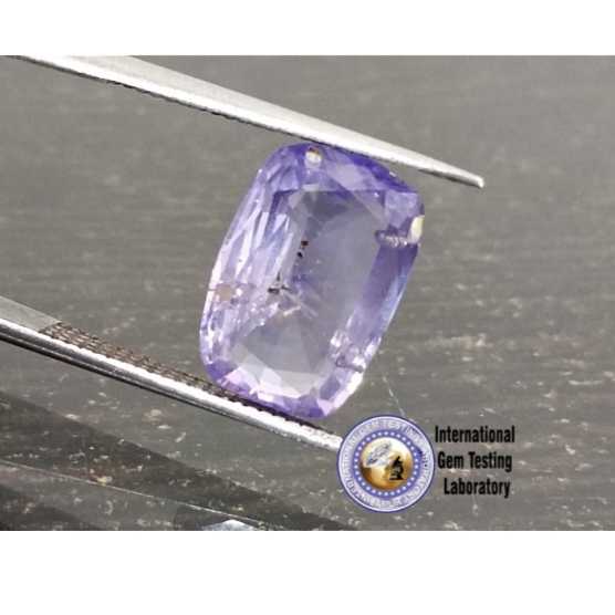 3.47ct certified cushion cut purplish blue Ceylon sapphire gemstone