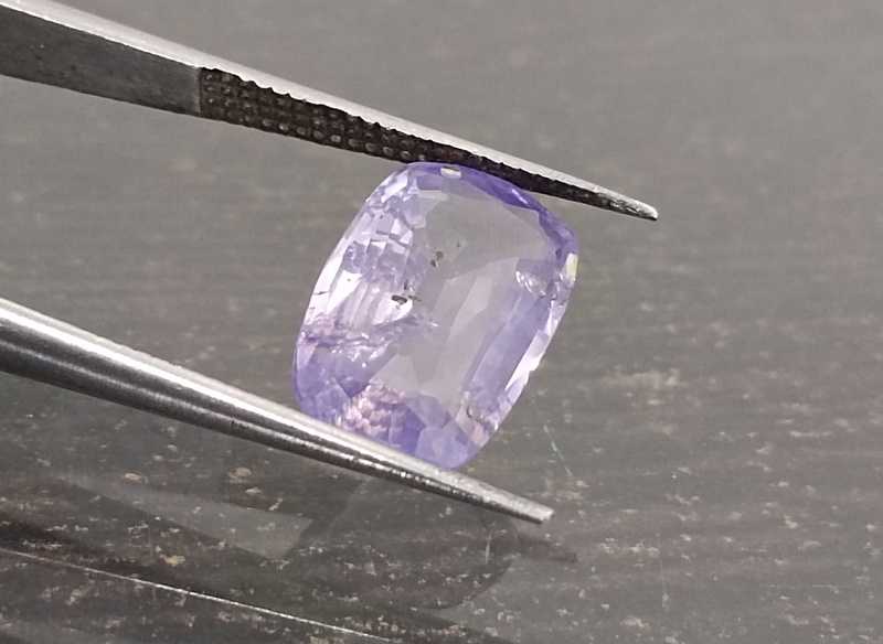 3.47ct certified cushion cut purplish blue Ceylon sapphire gemstone