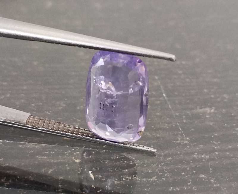 3.47ct certified cushion cut purplish blue Ceylon sapphire gemstone