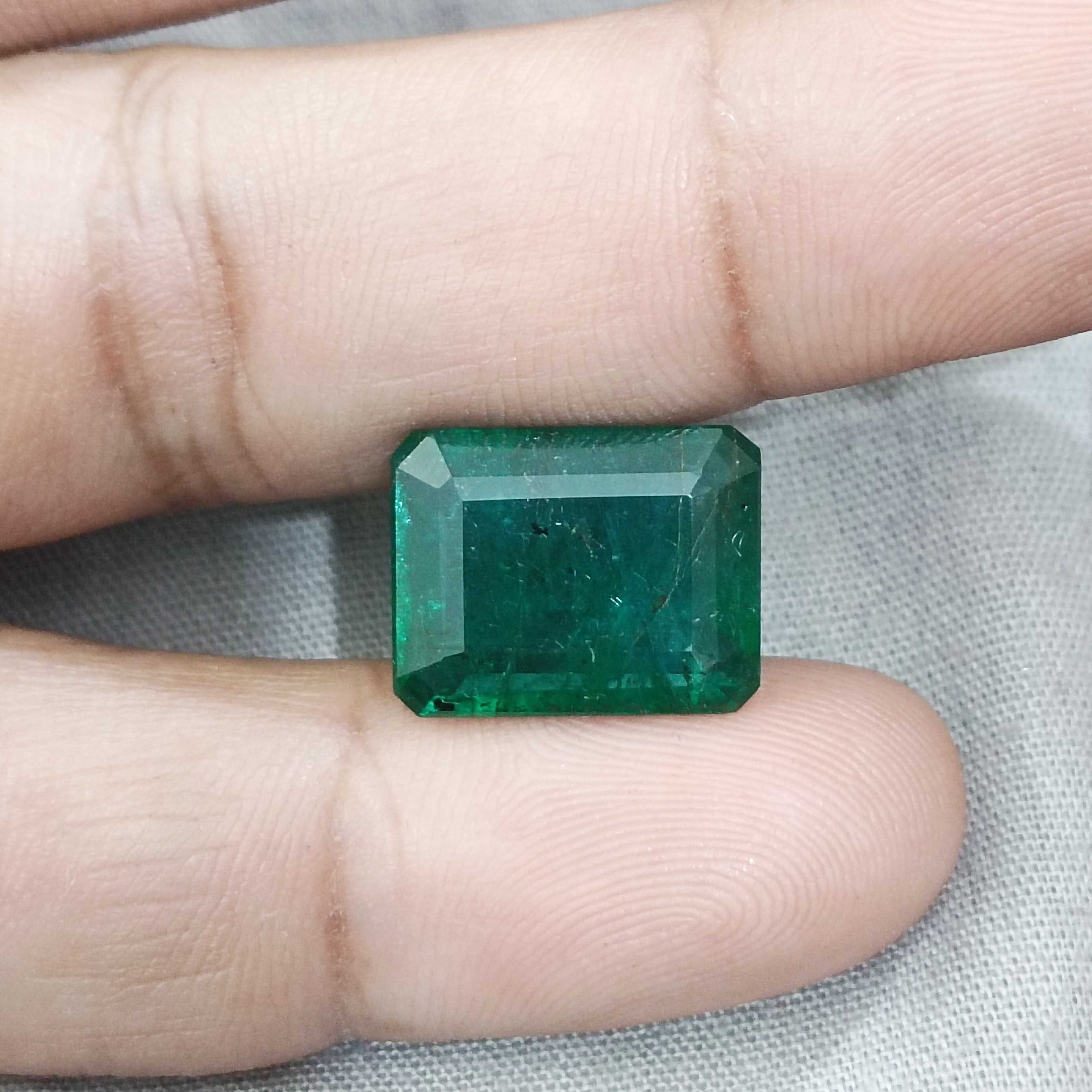 9.63ct big size deep jungle green octagon cut Zambian emerald gemstone 