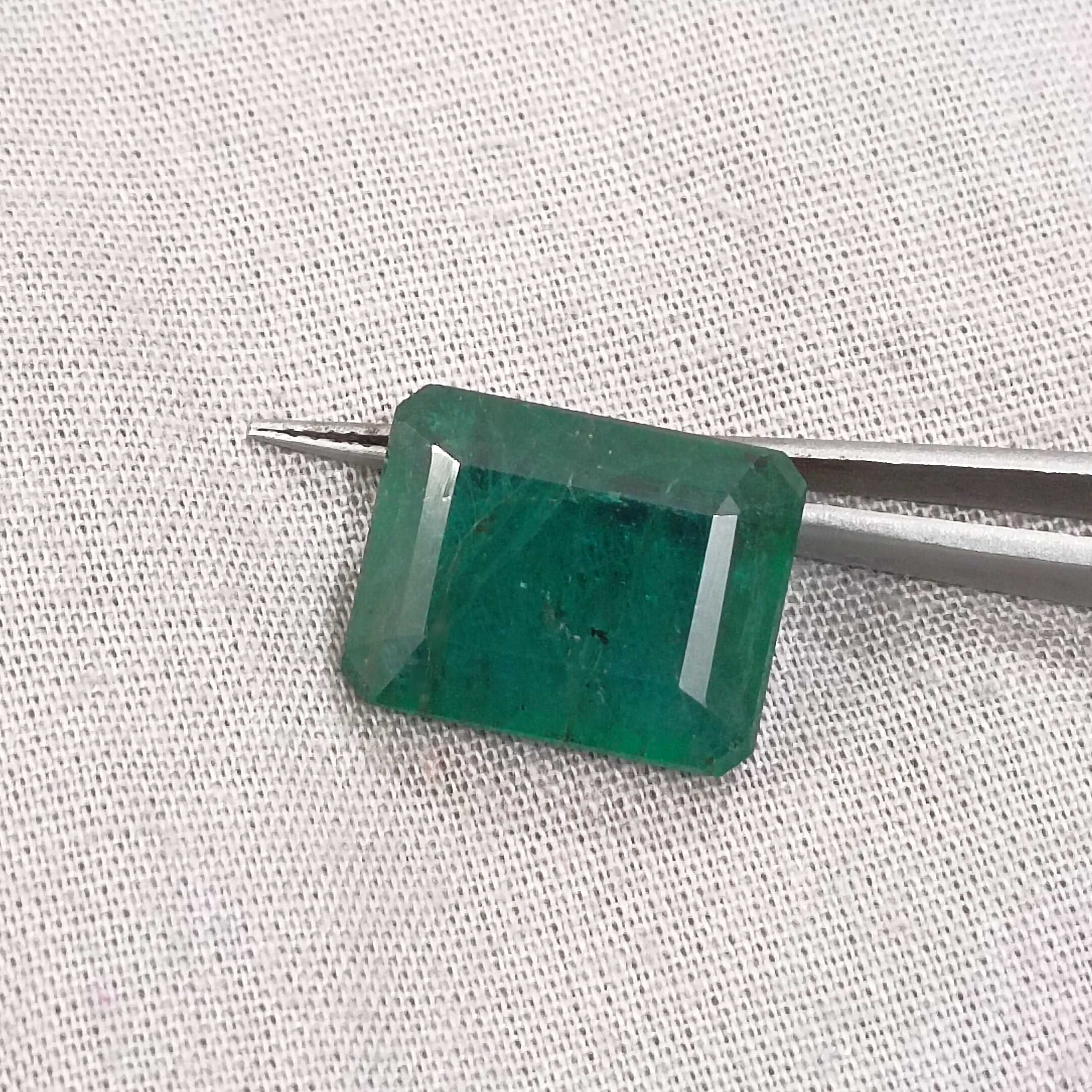 9.63ct big size deep jungle green octagon cut Zambian emerald gemstone 