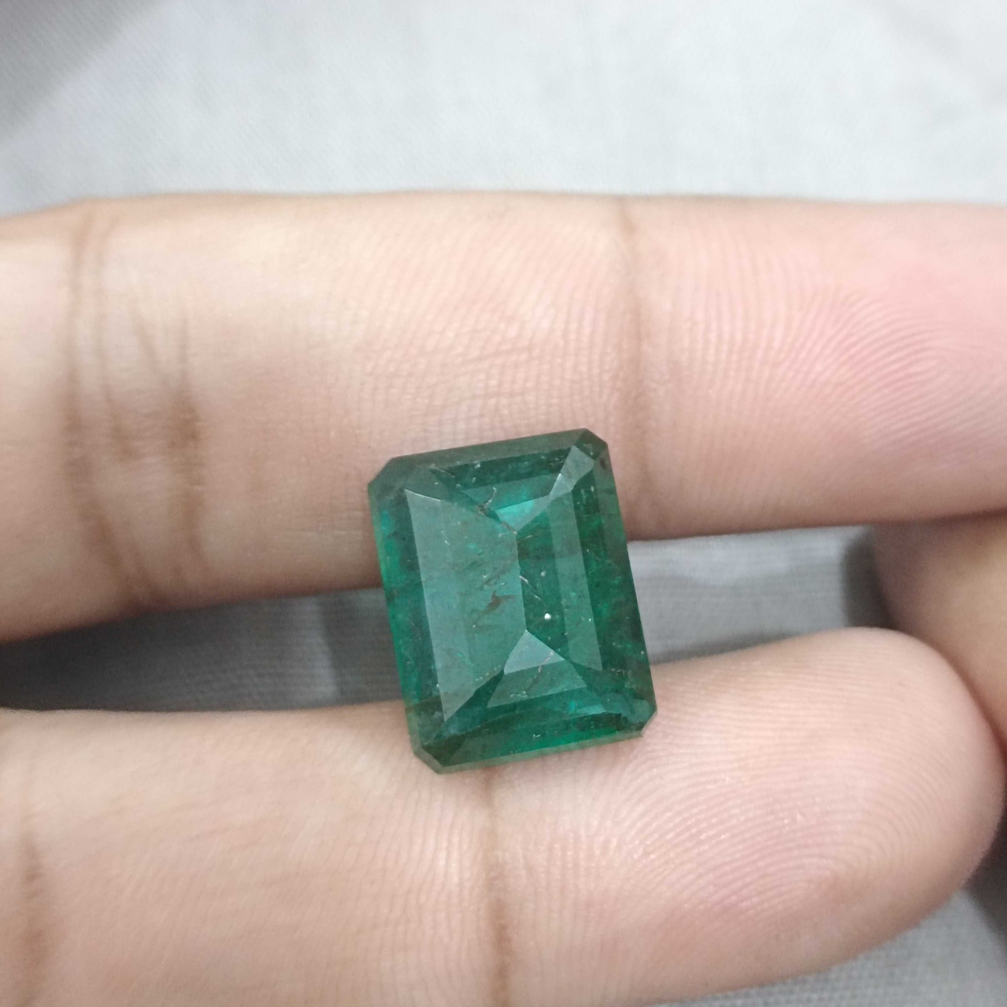 9.63ct big size deep jungle green octagon cut Zambian emerald gemstone 