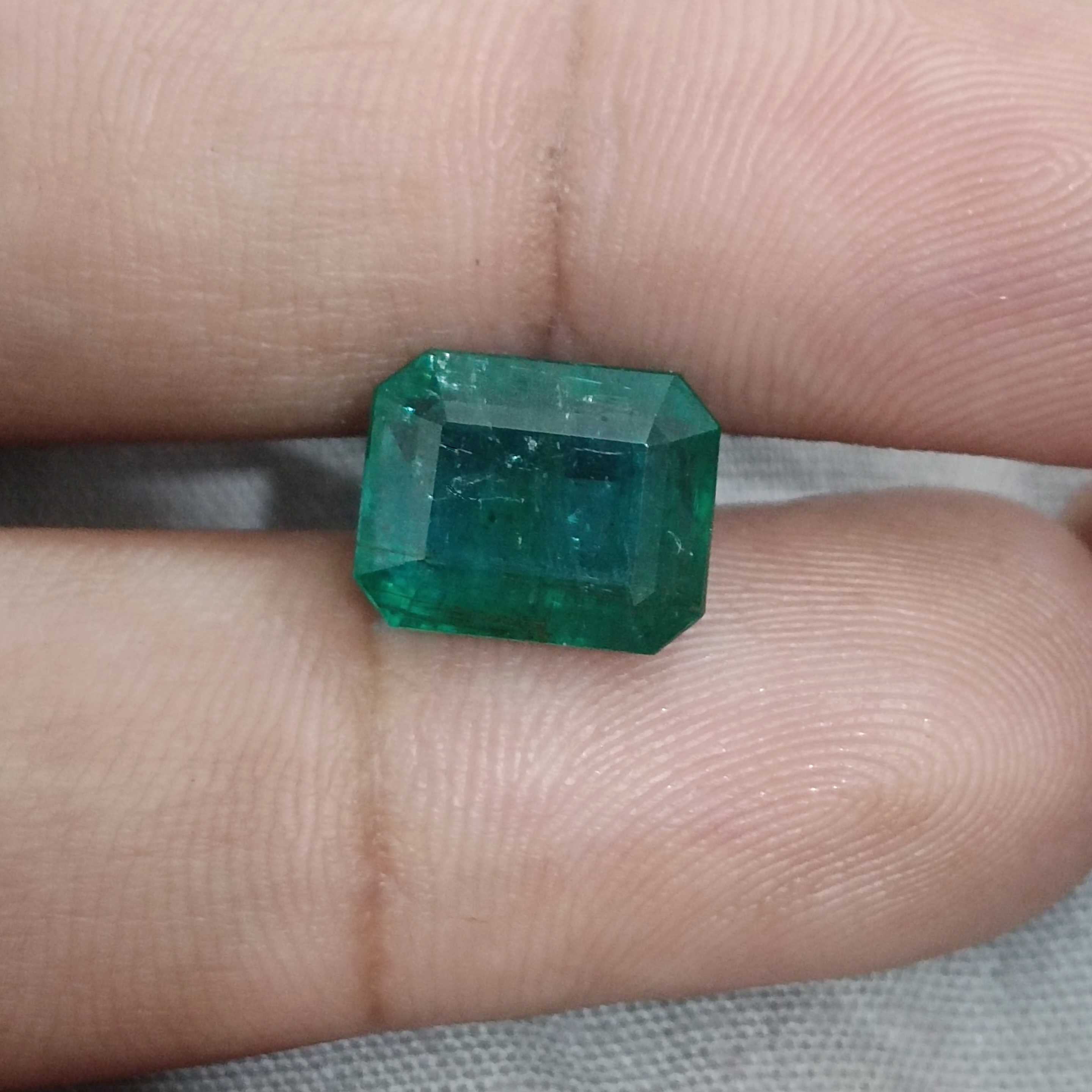 6.17ct bright deep green octagon cut Zambian emerald gem