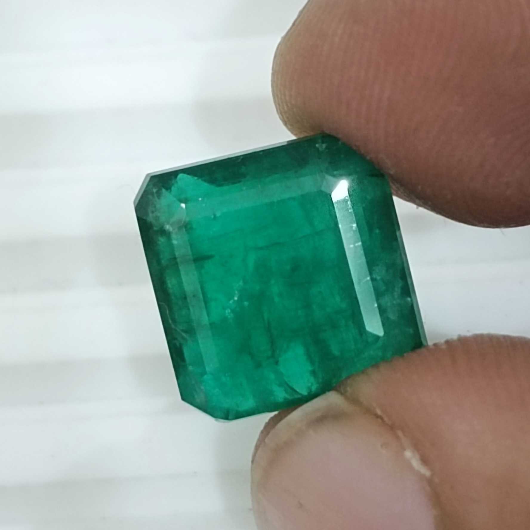 10.81ct deep pure green color octagon cut Swat emerald gemstone /