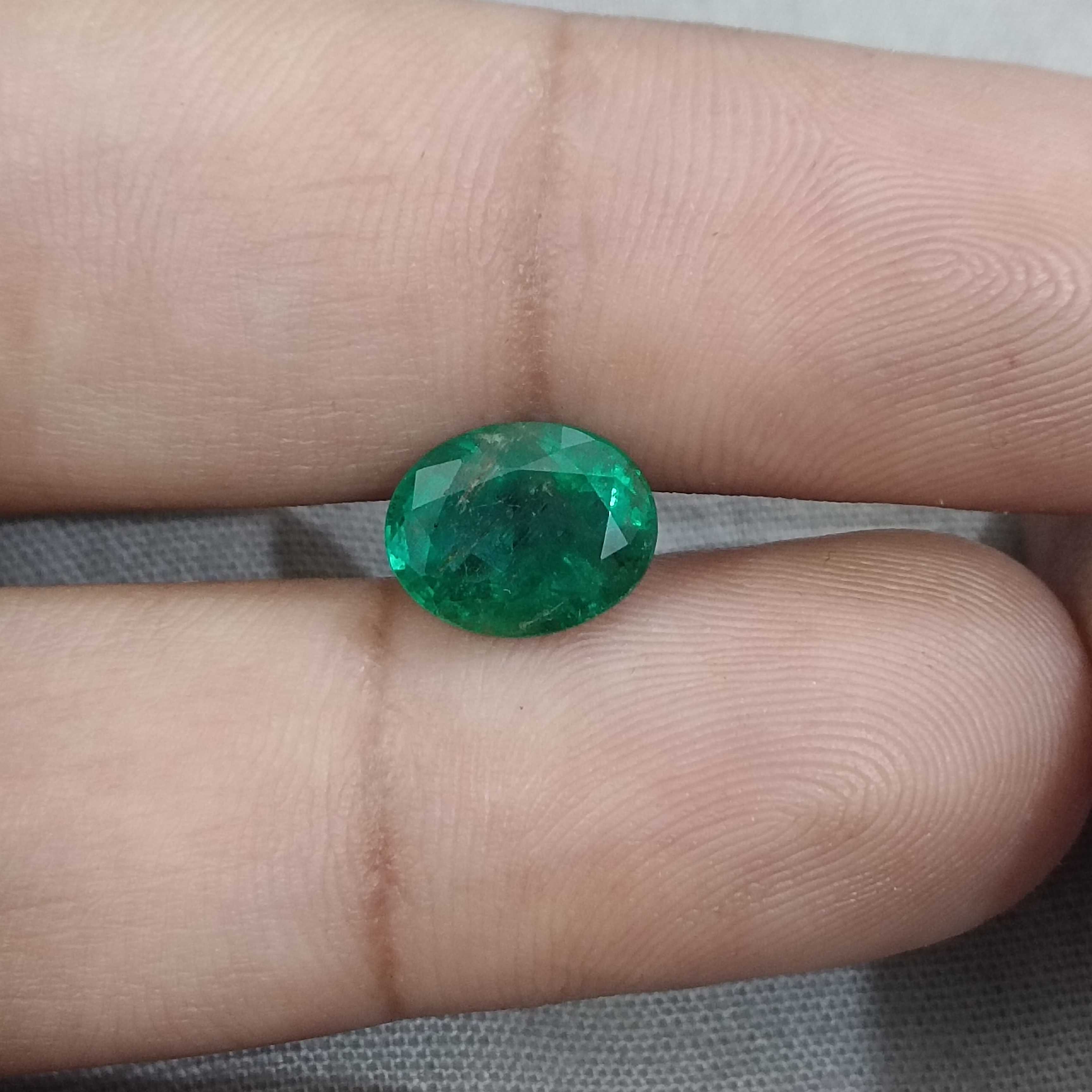 2.52ct deep green color oval cut emerald gemstone 