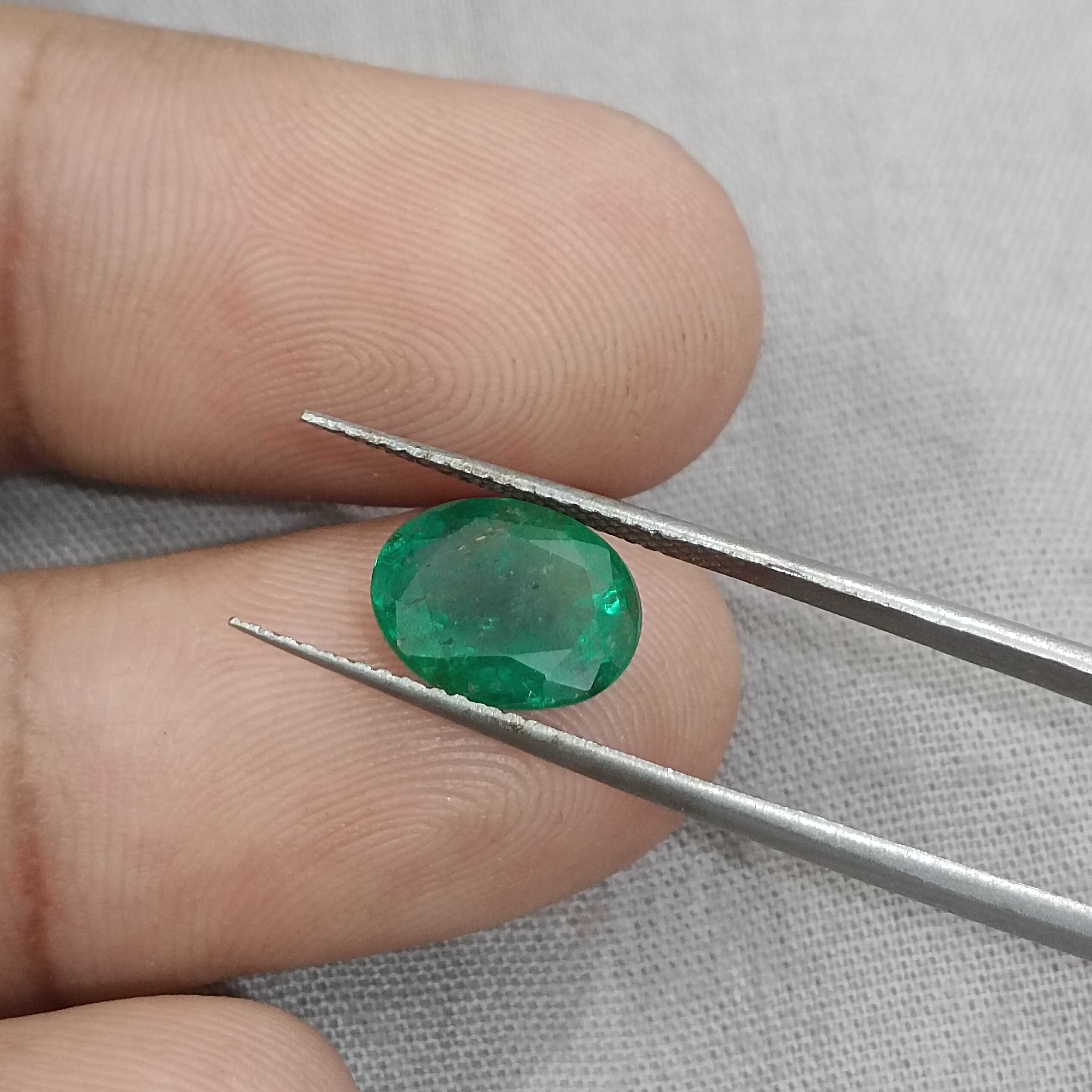 2.52ct deep green color oval cut emerald gemstone 