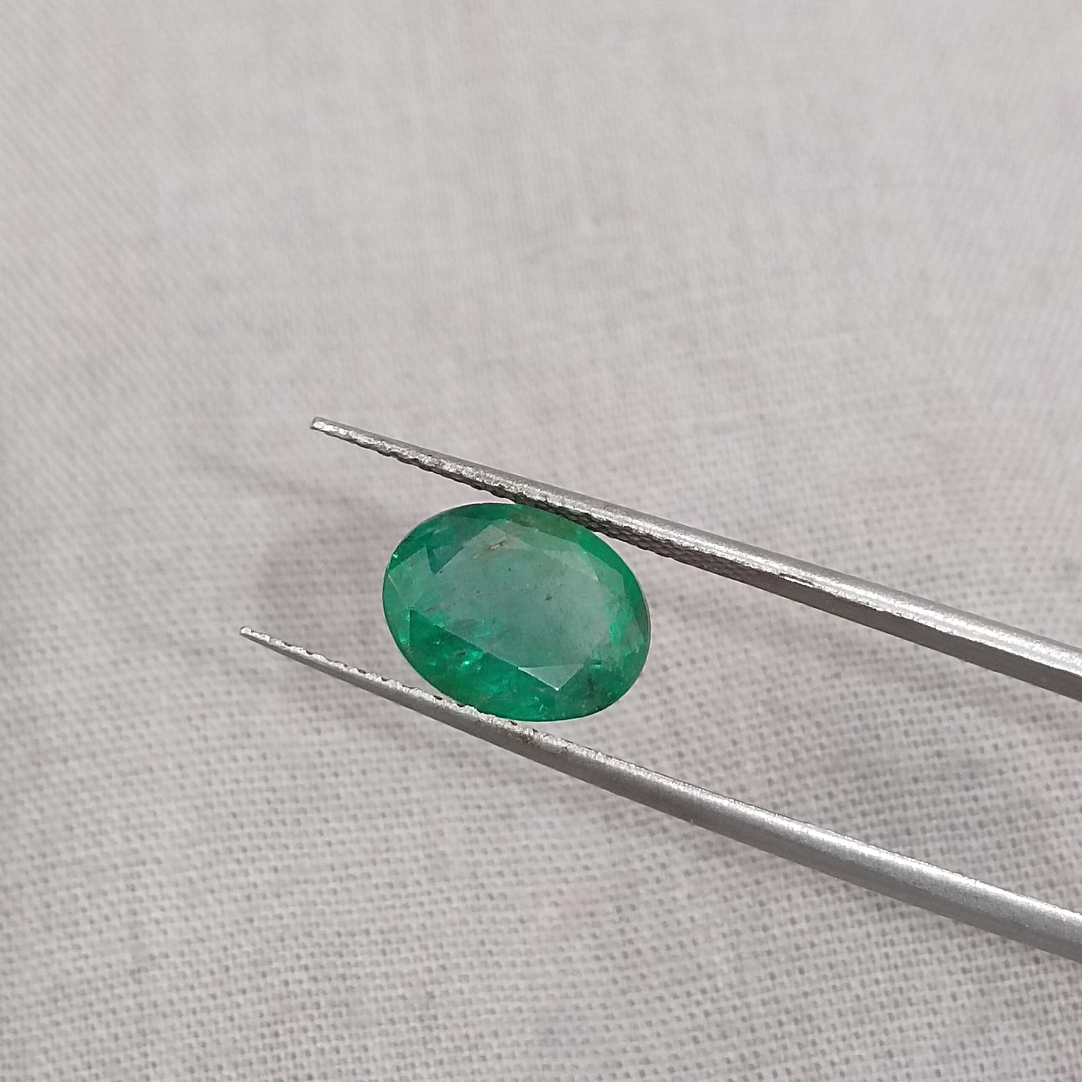 2.52ct deep green color oval cut emerald gemstone 