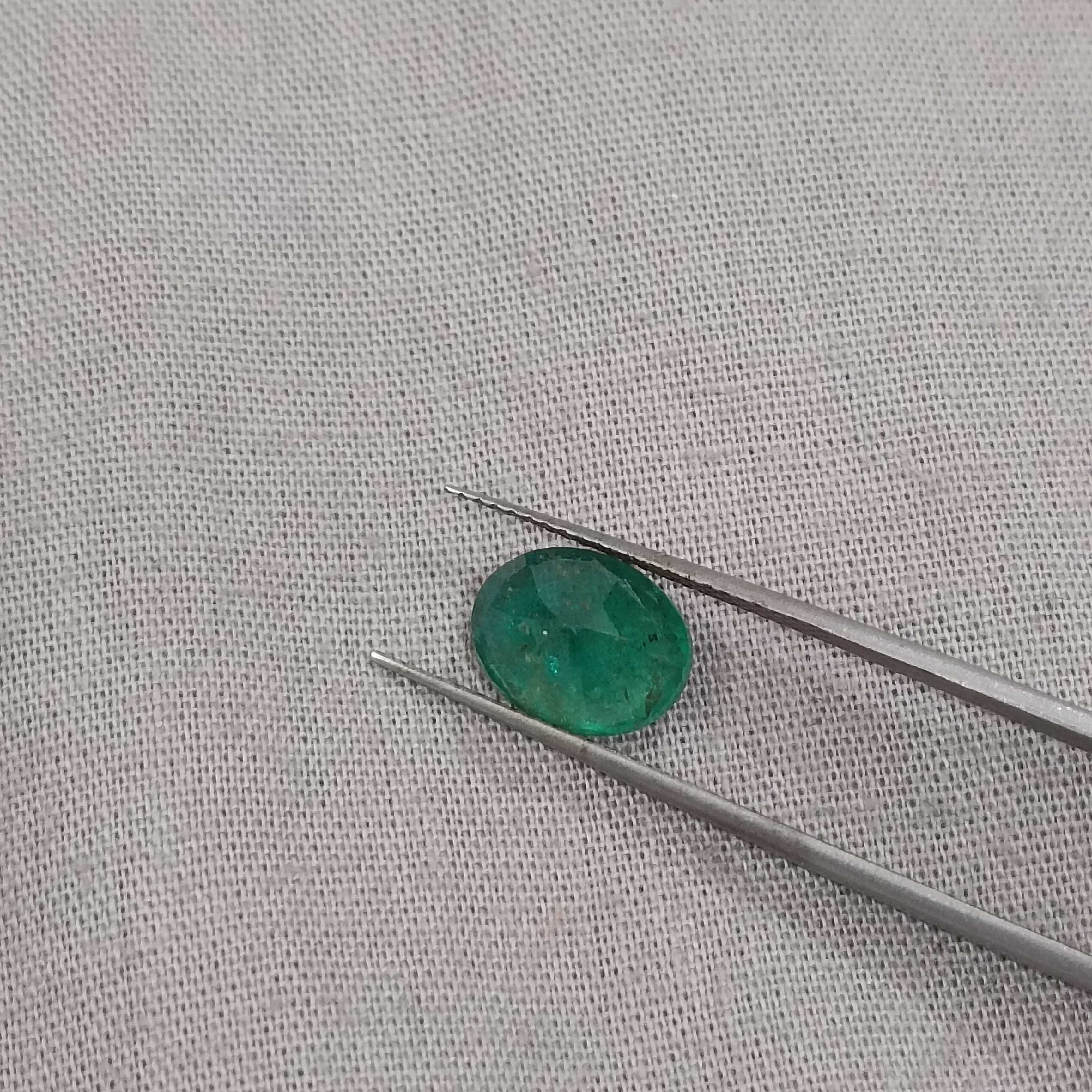 2.52ct deep green color oval cut emerald gemstone 