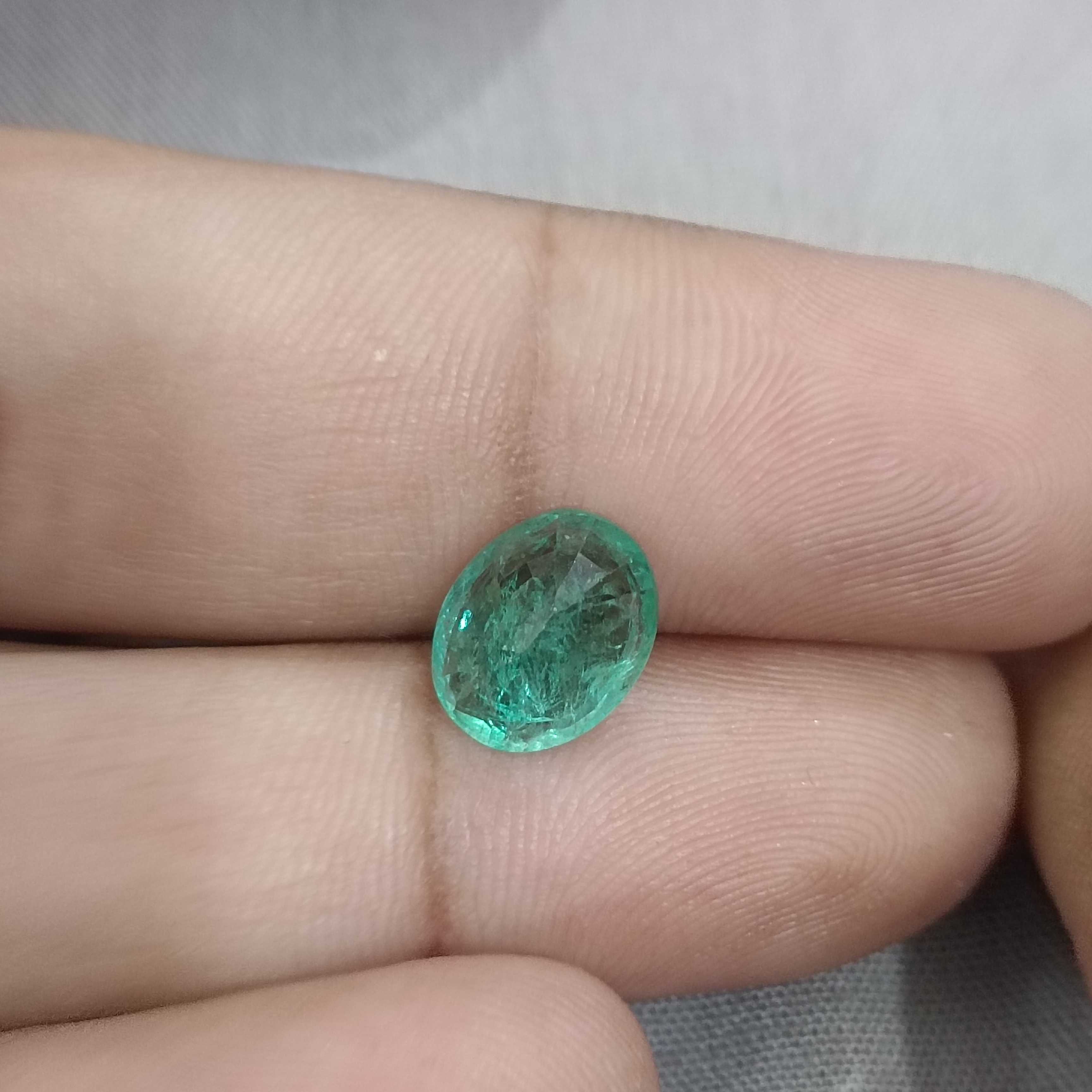 2.76ct bright sea foam green oval shape Russian emerald gemstone 