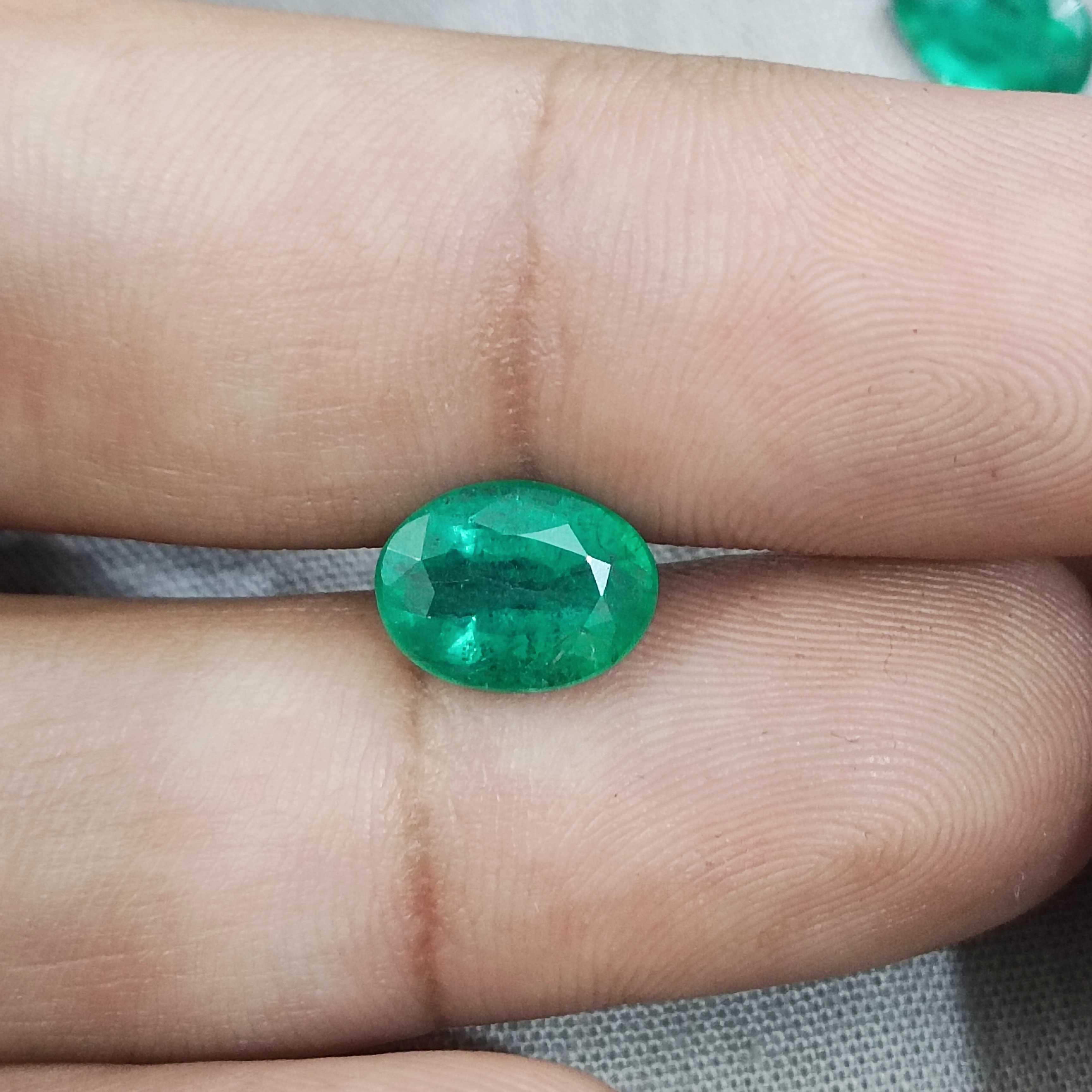 2.76ct medium deep golden green oval mix cut emerald gemstone 