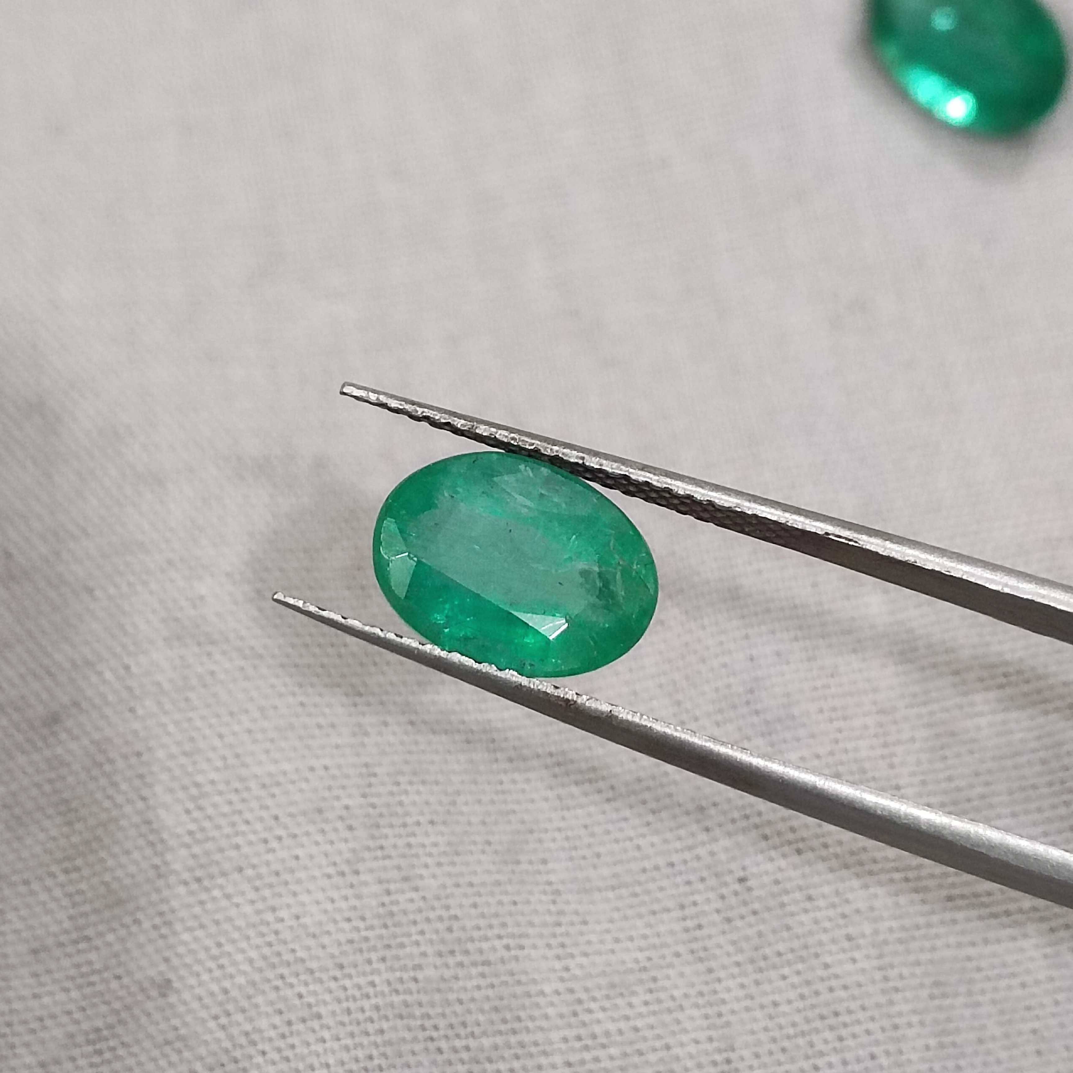 2.76ct medium deep golden green oval mix cut emerald gemstone 