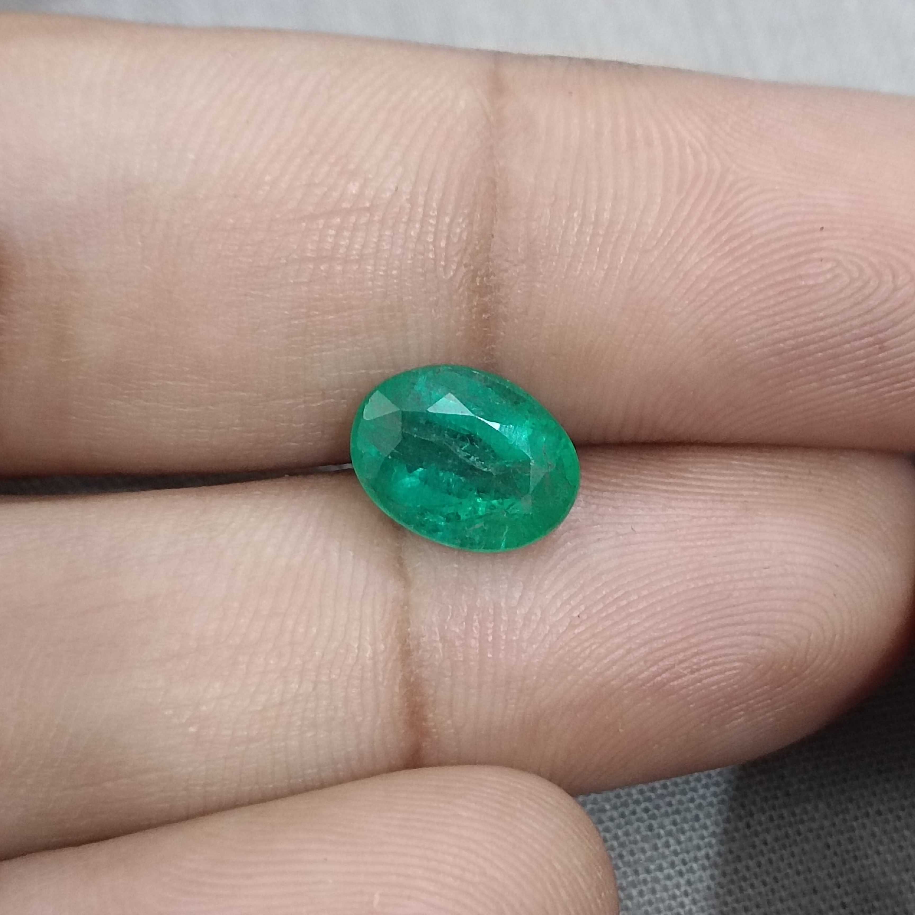 2.76ct medium deep golden green oval mix cut emerald gemstone 