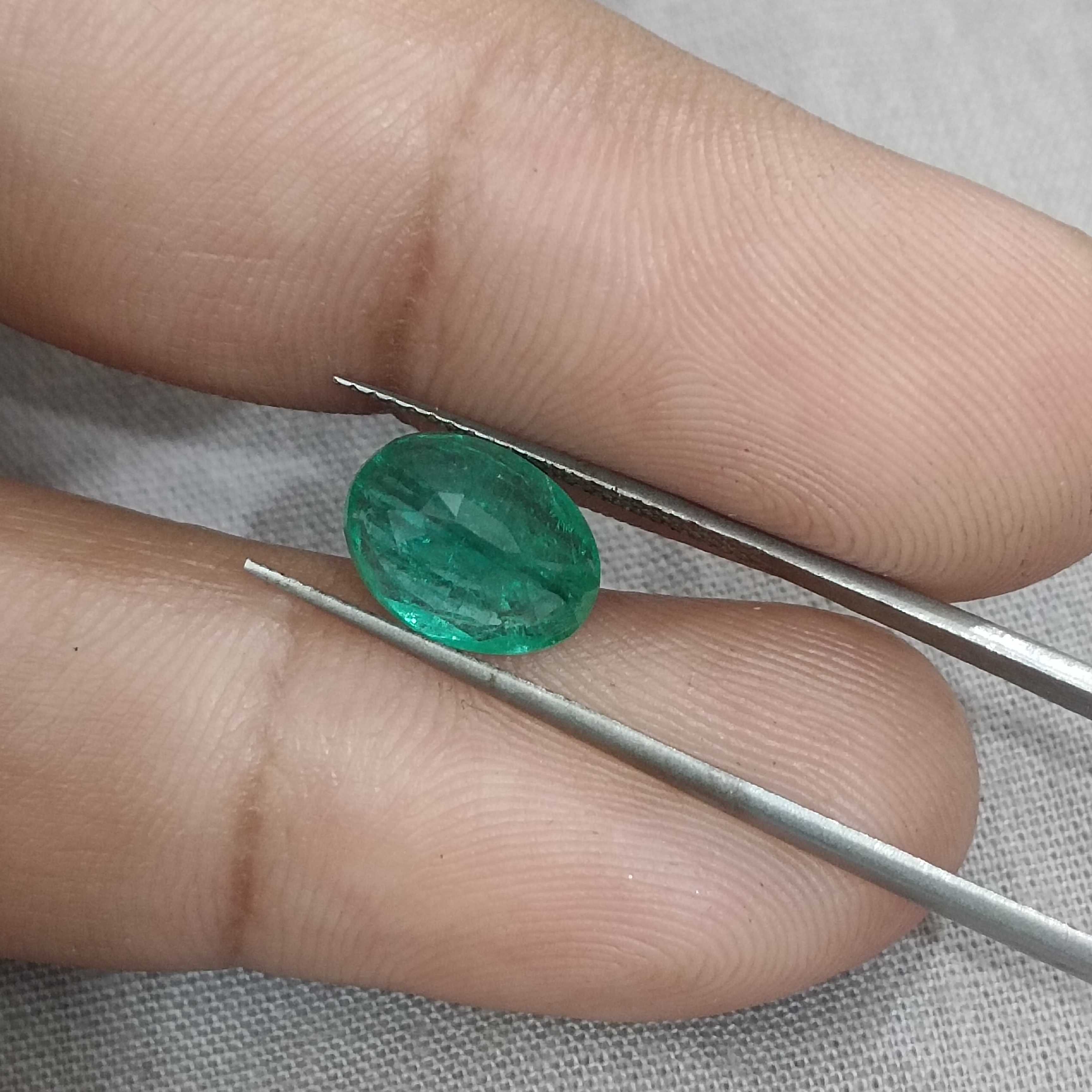 2.76ct medium deep golden green oval mix cut emerald gemstone 