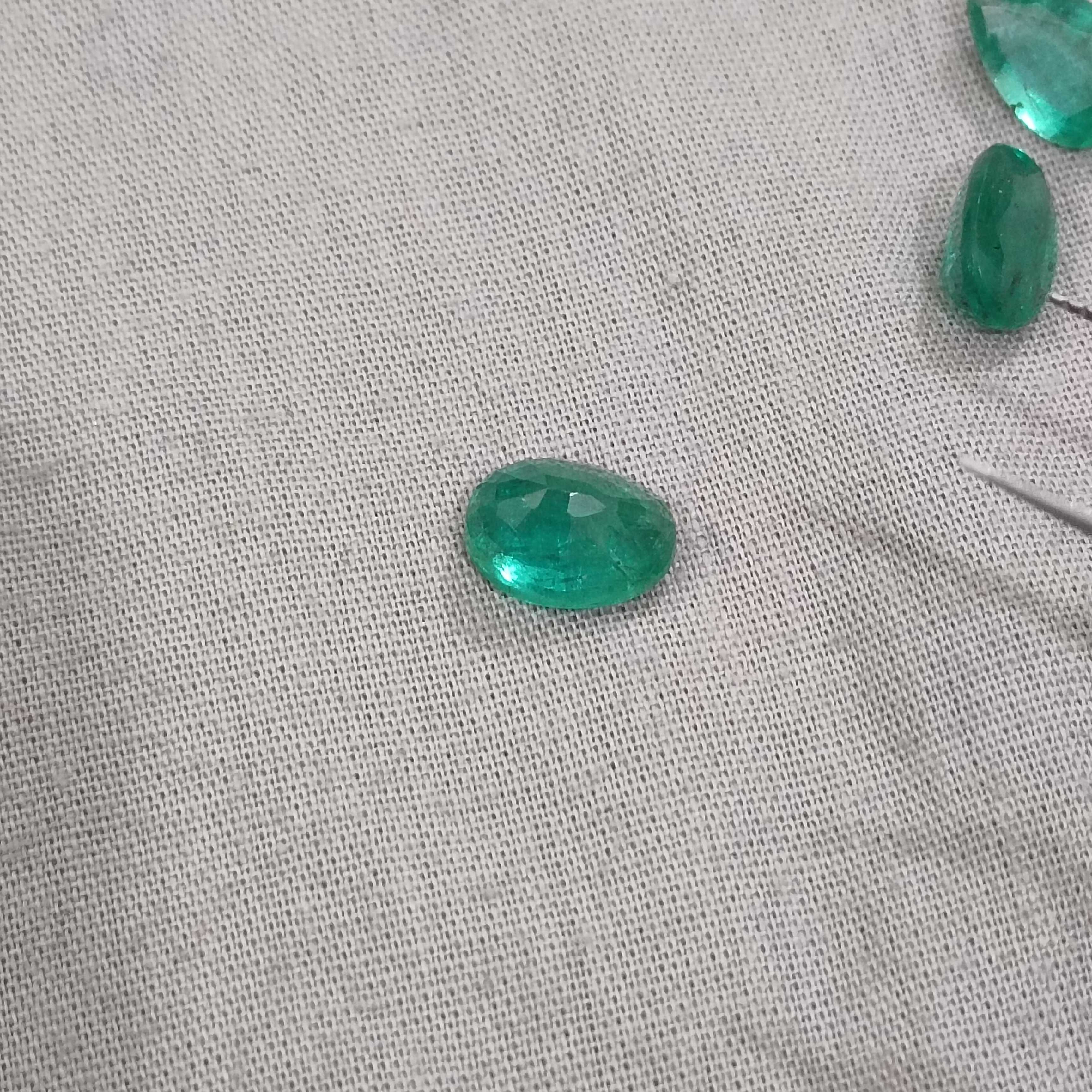 2.76ct medium deep golden green oval mix cut emerald gemstone 