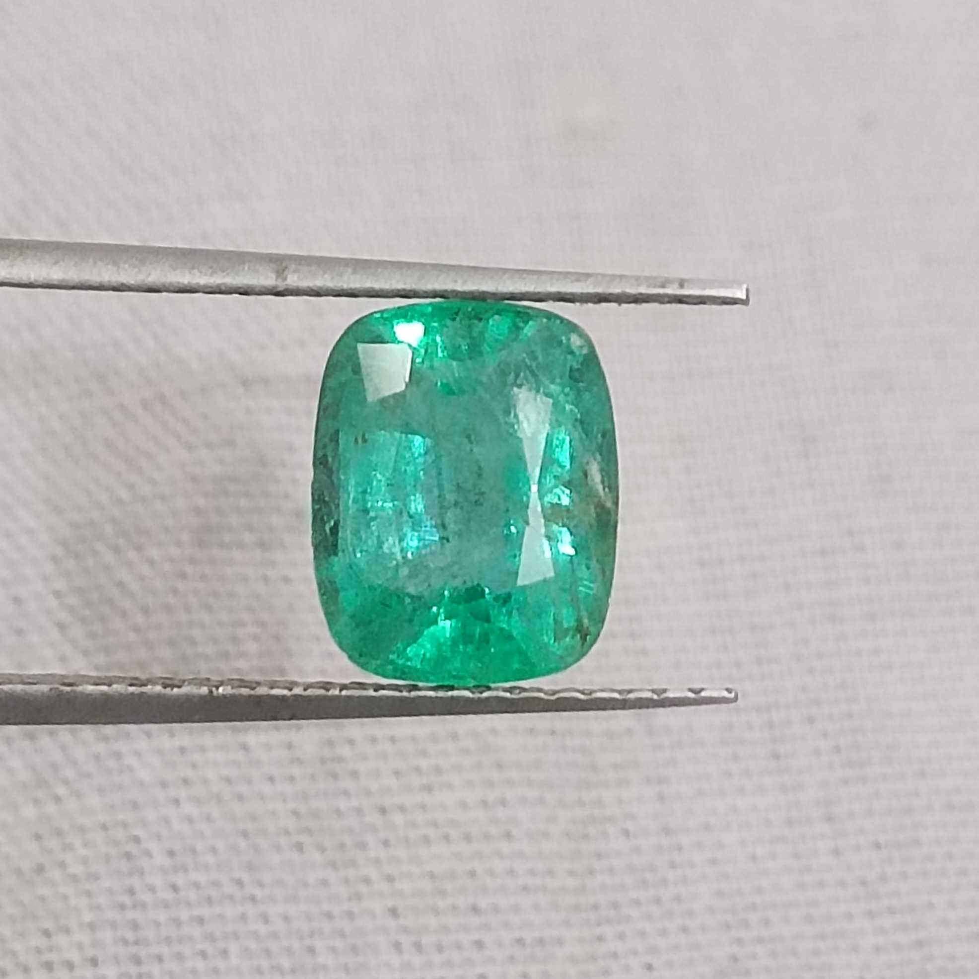 1.66ct GSI certified kelly green cushion cut emerald gemstone /