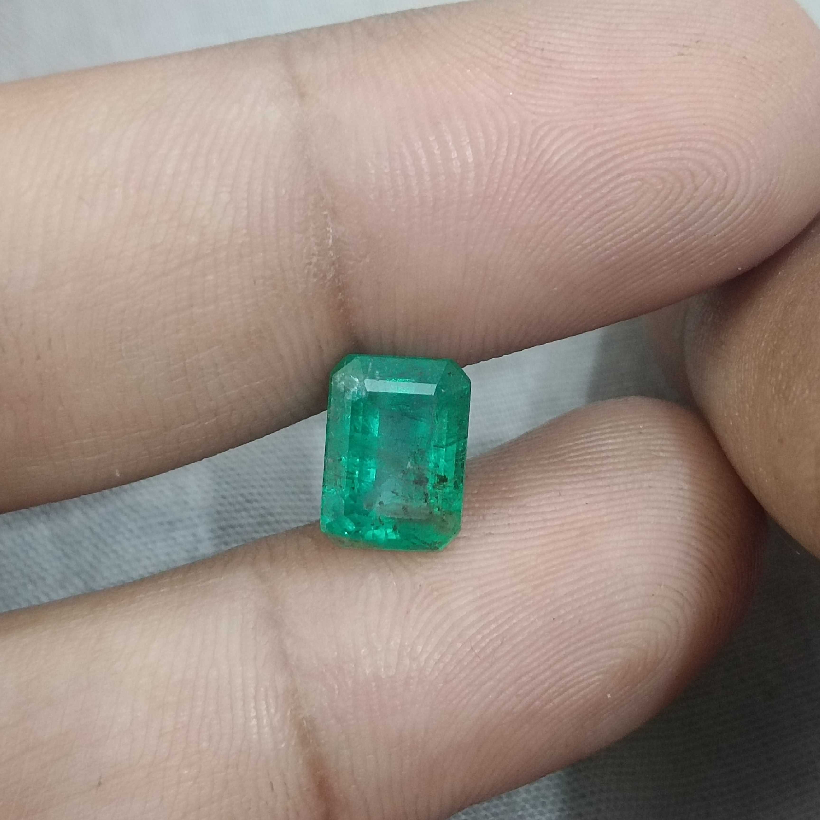 2.62ct GSI certified Panjshir golden green octagon cut emerald gemstone 