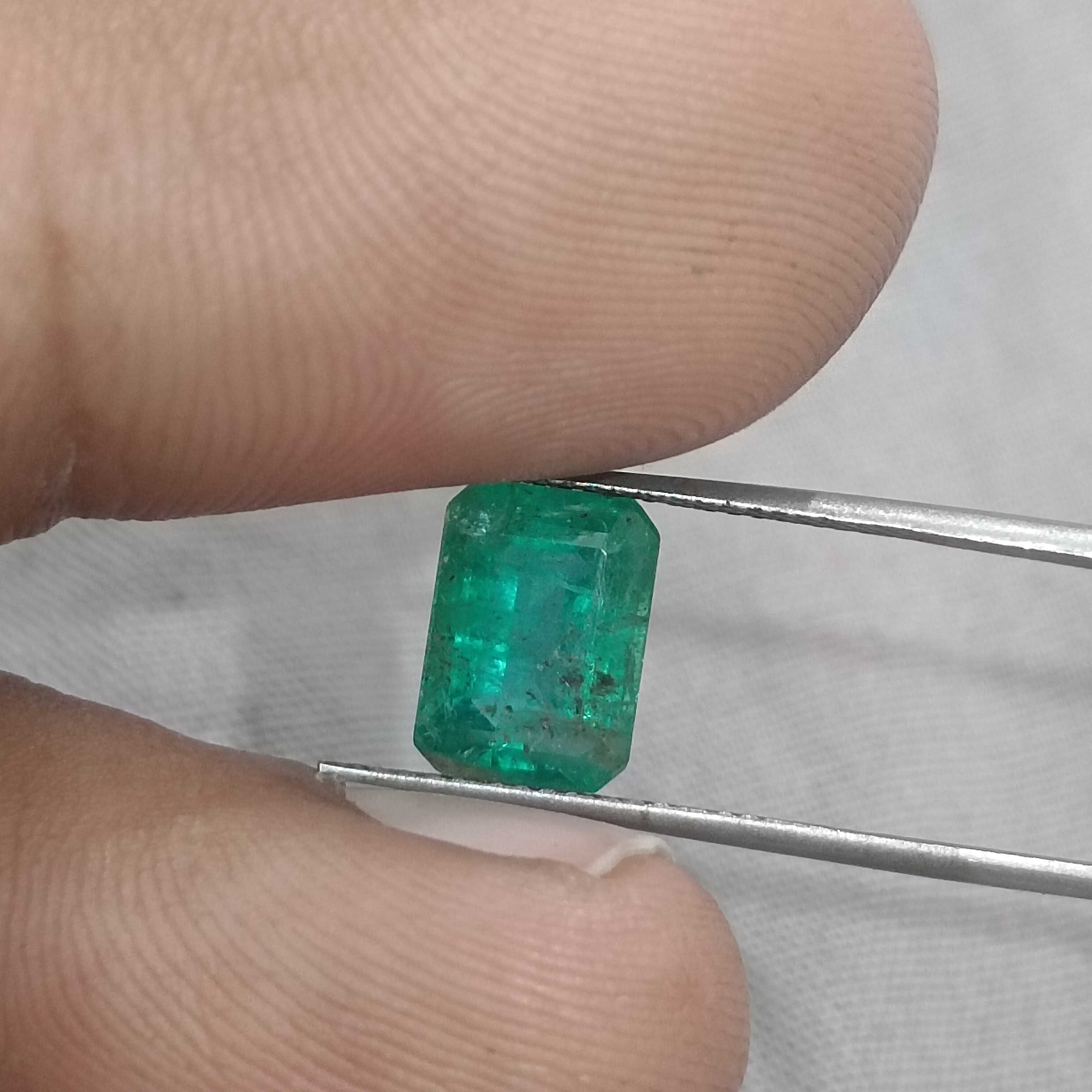 2.62ct GSI certified Panjshir golden green octagon cut emerald gemstone 