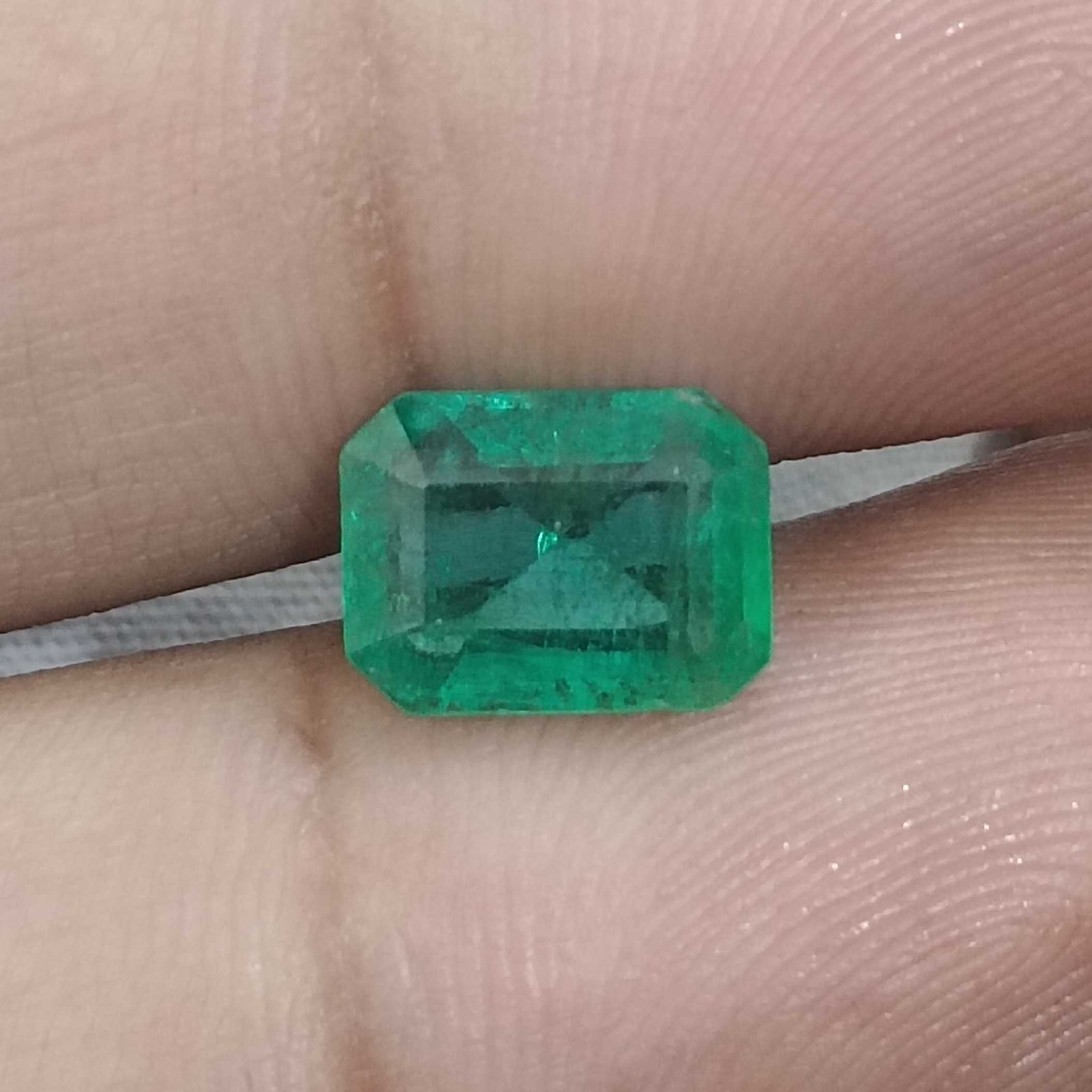 2.39ct GSI certified spring green octagon cut emerald gemstone /