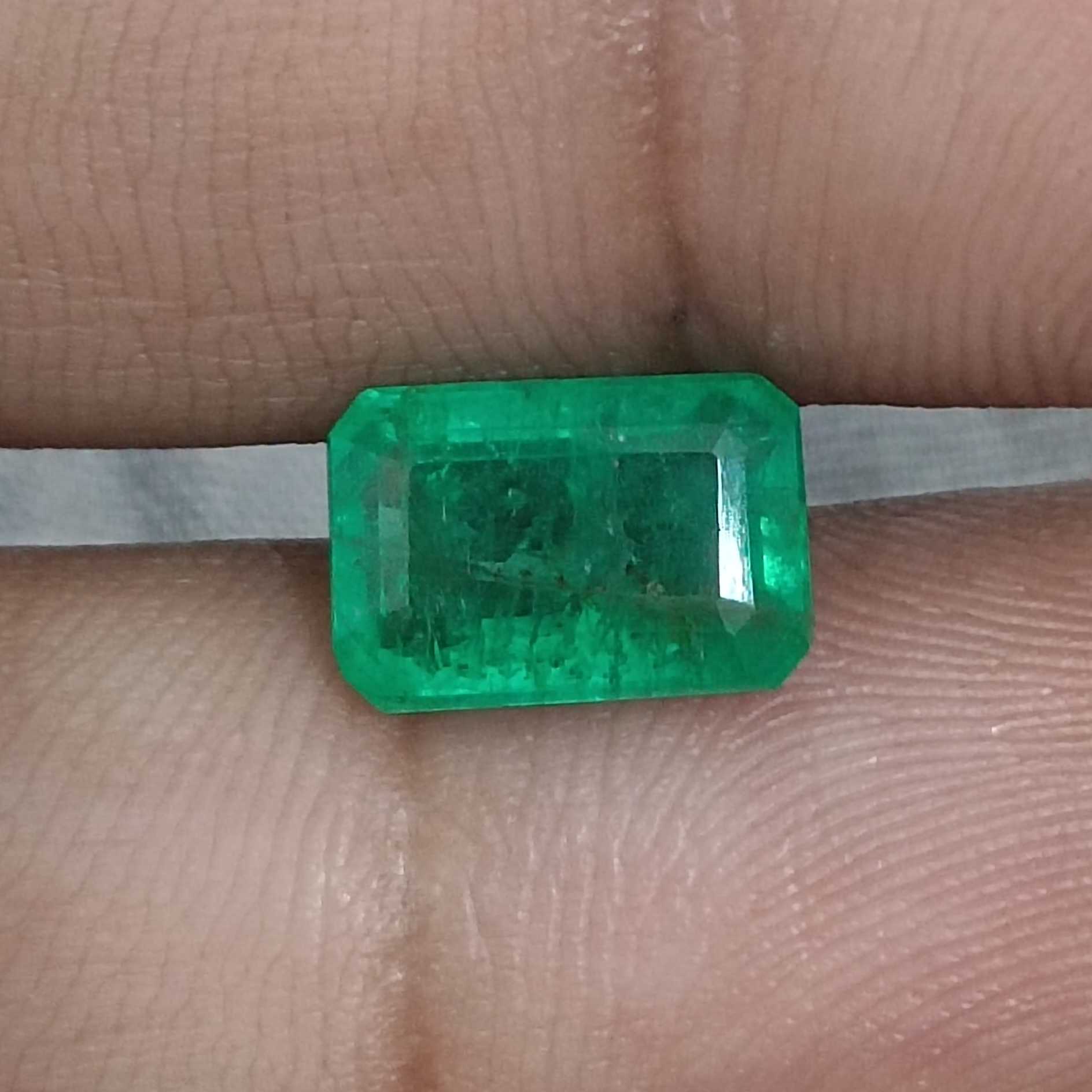 2.58ct GSI certified spring green octagon cut Panjshir emerald gemstone /