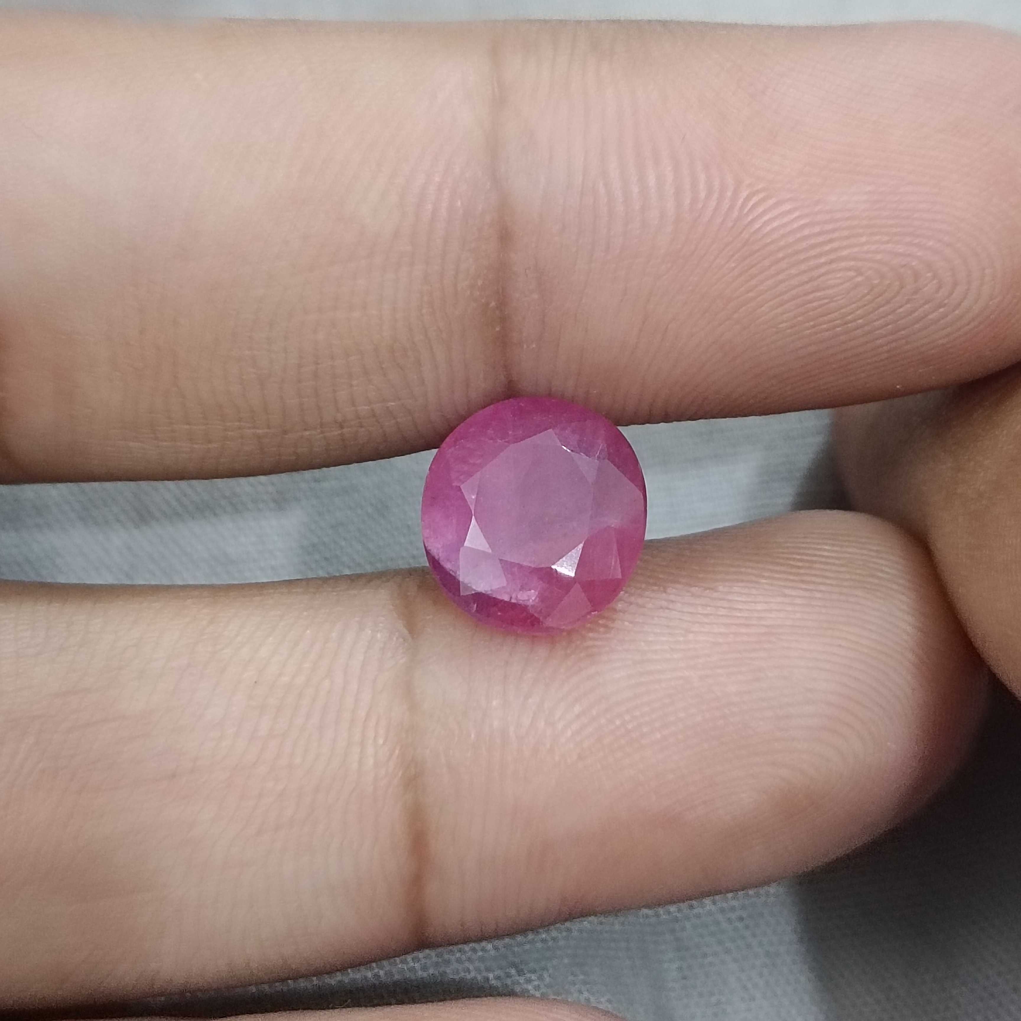 5.49ct GSI certified unheated roundish oval shape African ruby gemstone 