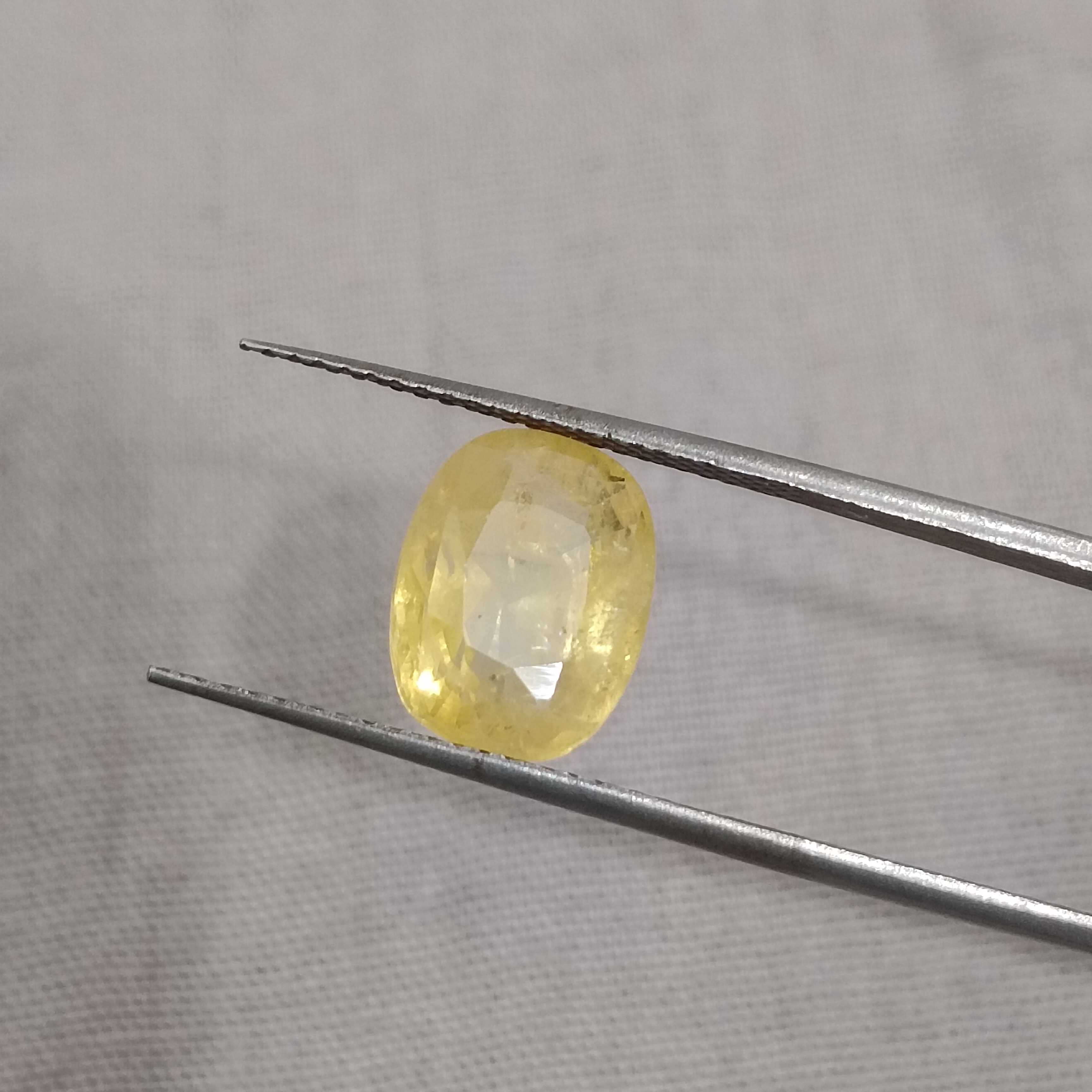 4.16ct AGR cushion cut unheated vivid yellow sapphire stone