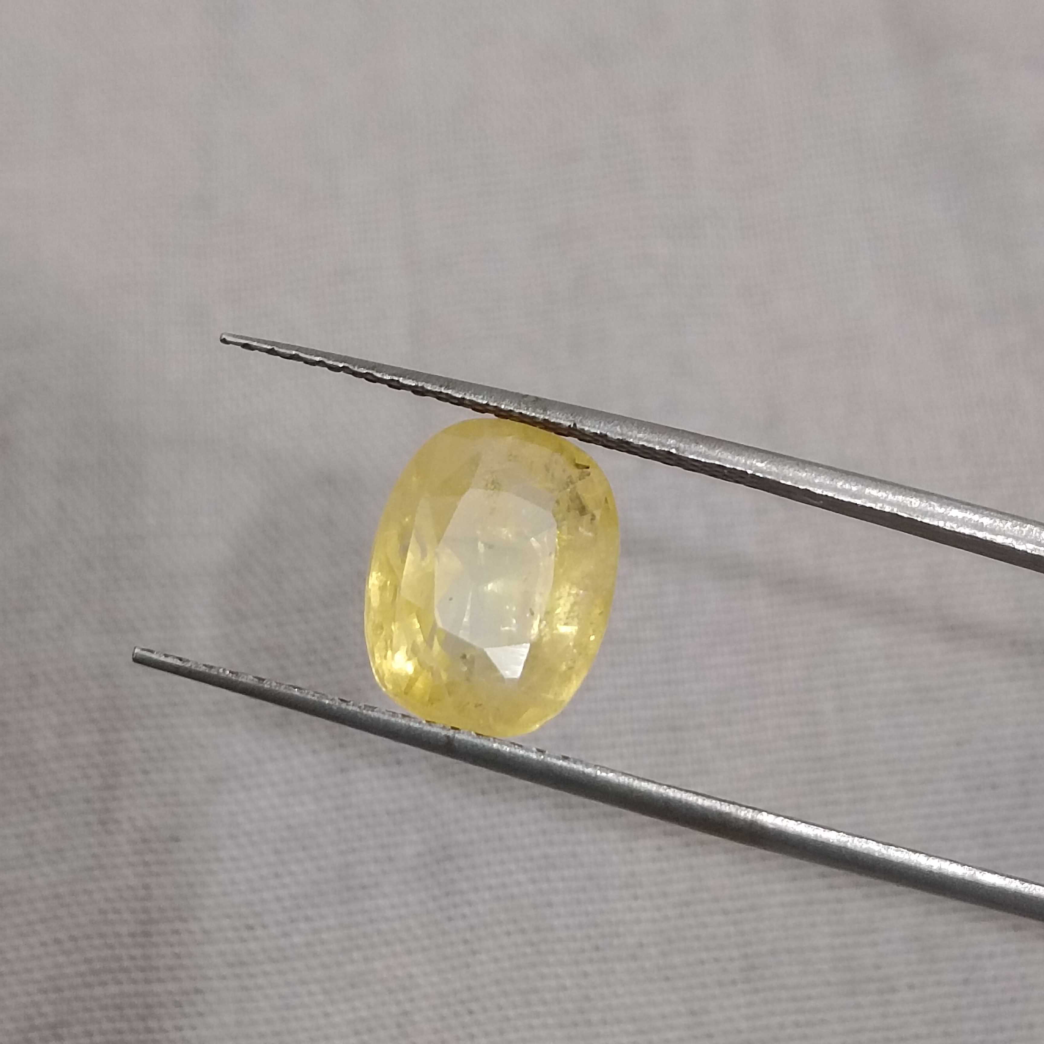 4.16ct AGR cushion cut unheated vivid yellow sapphire stone