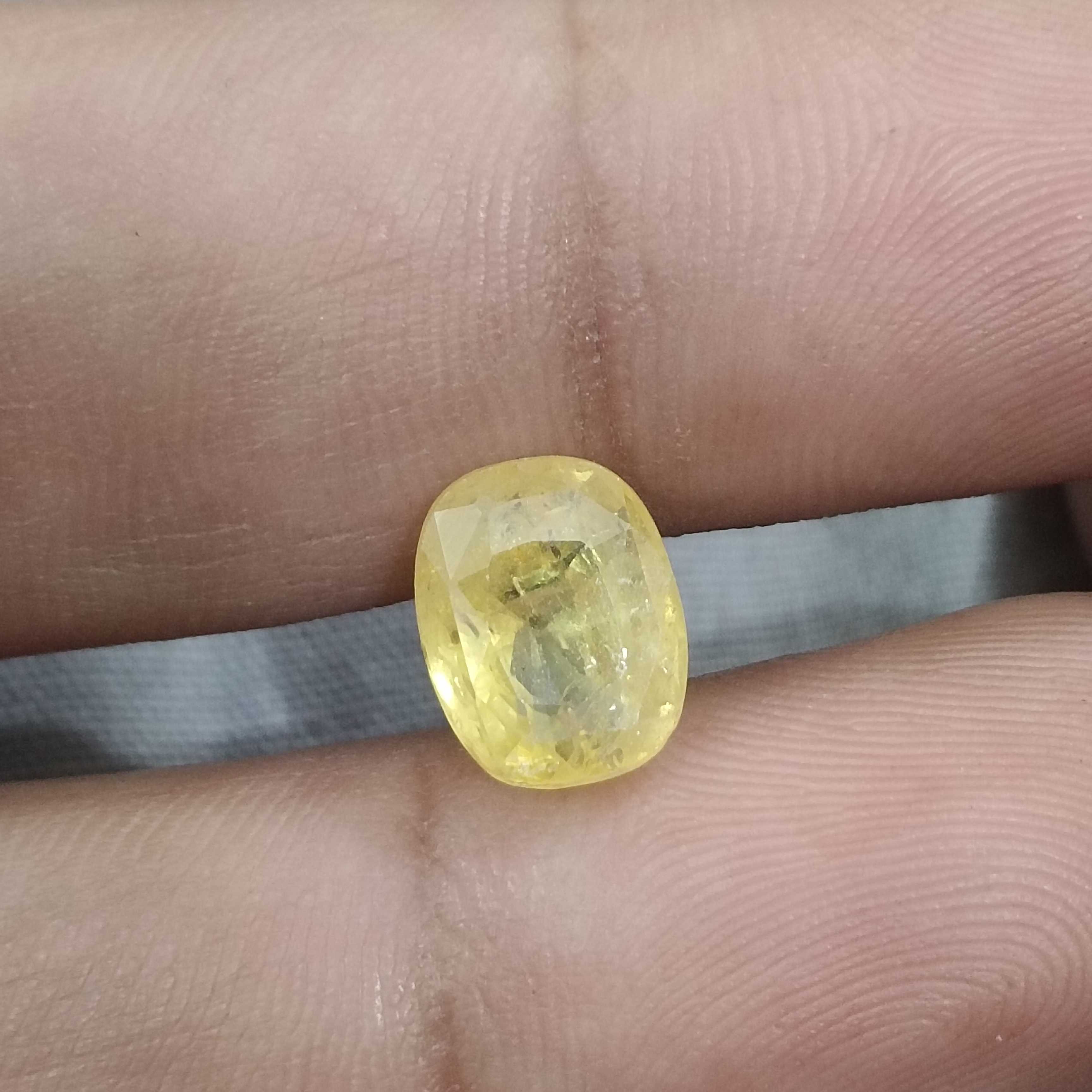 4.16ct AGR cushion cut unheated vivid yellow sapphire stone