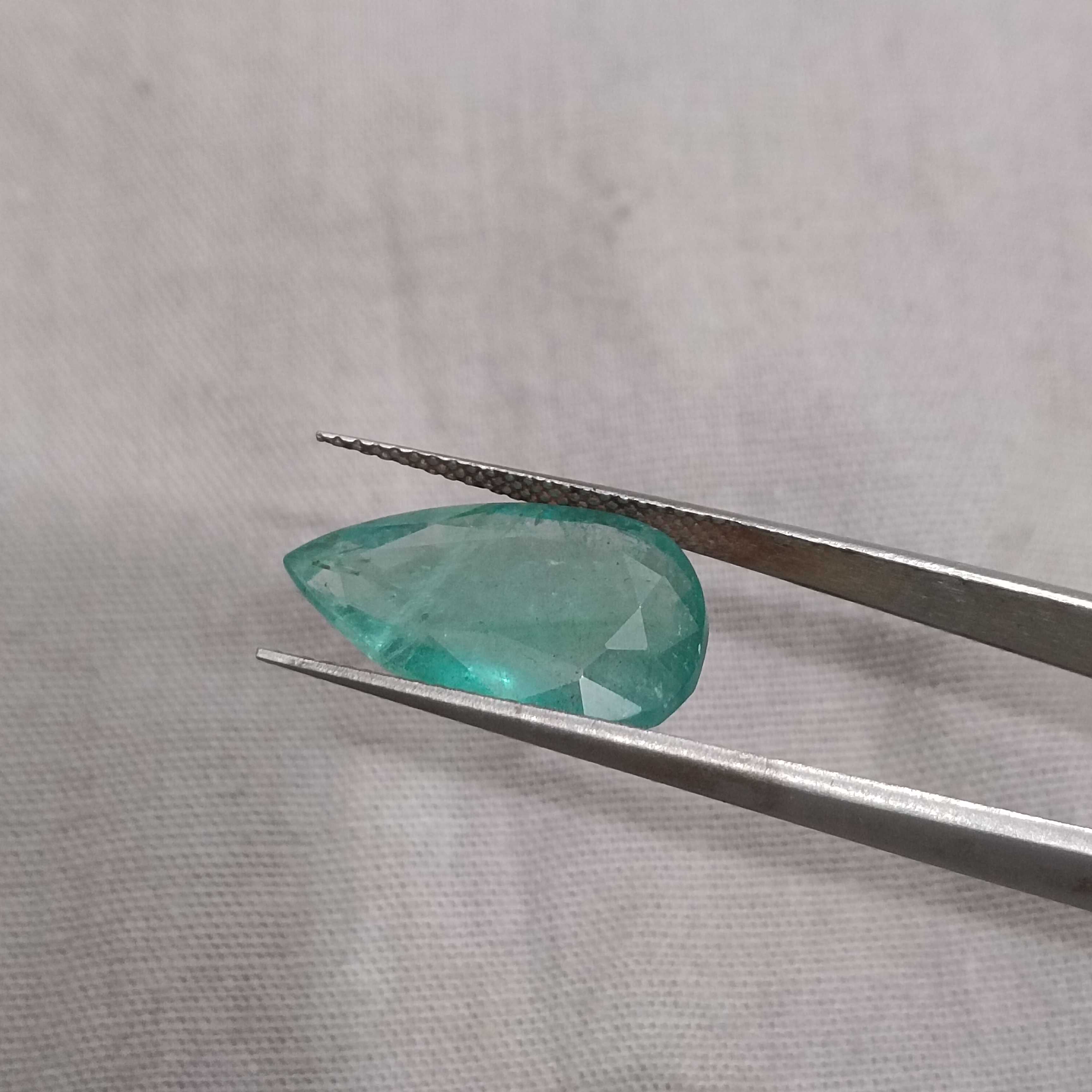 6.68ct bluish green pear cut Zambian emerald gemstone 