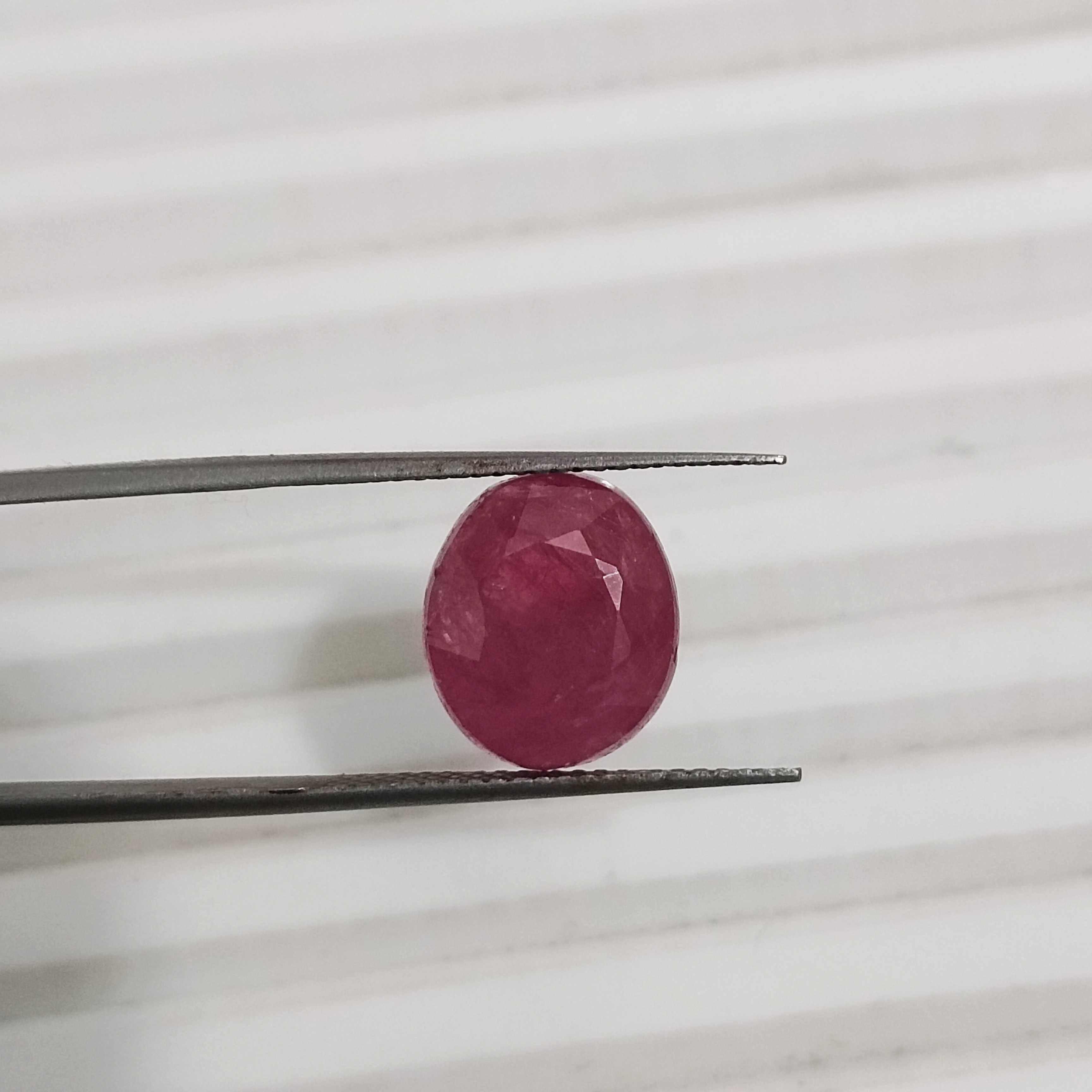 4.92ct GSI certified bright red oval shape unheated African origin ruby gemstone